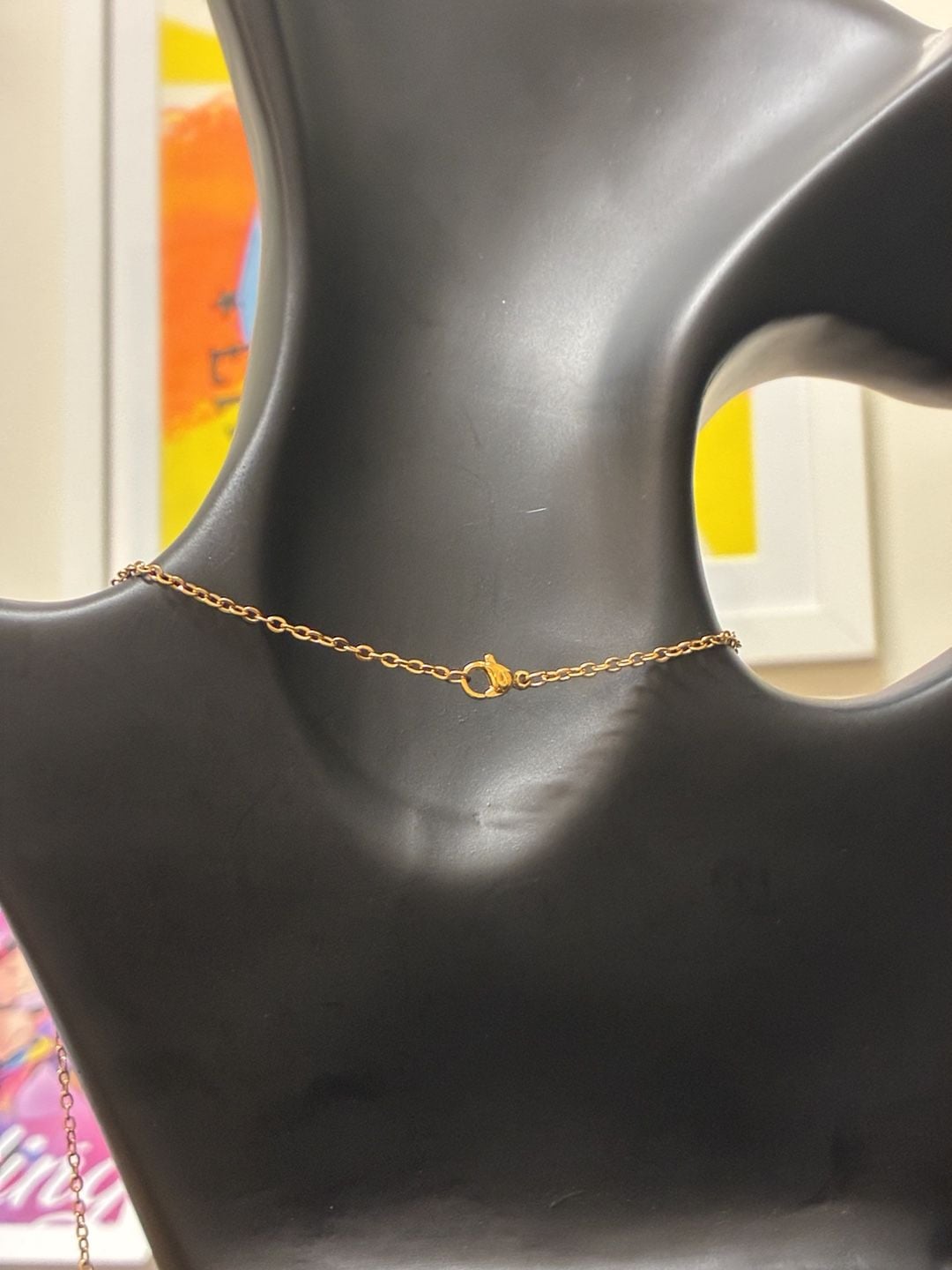 Upcycled Stainless Steel Gold Tone Twisted Circle Pendant Necklace 4