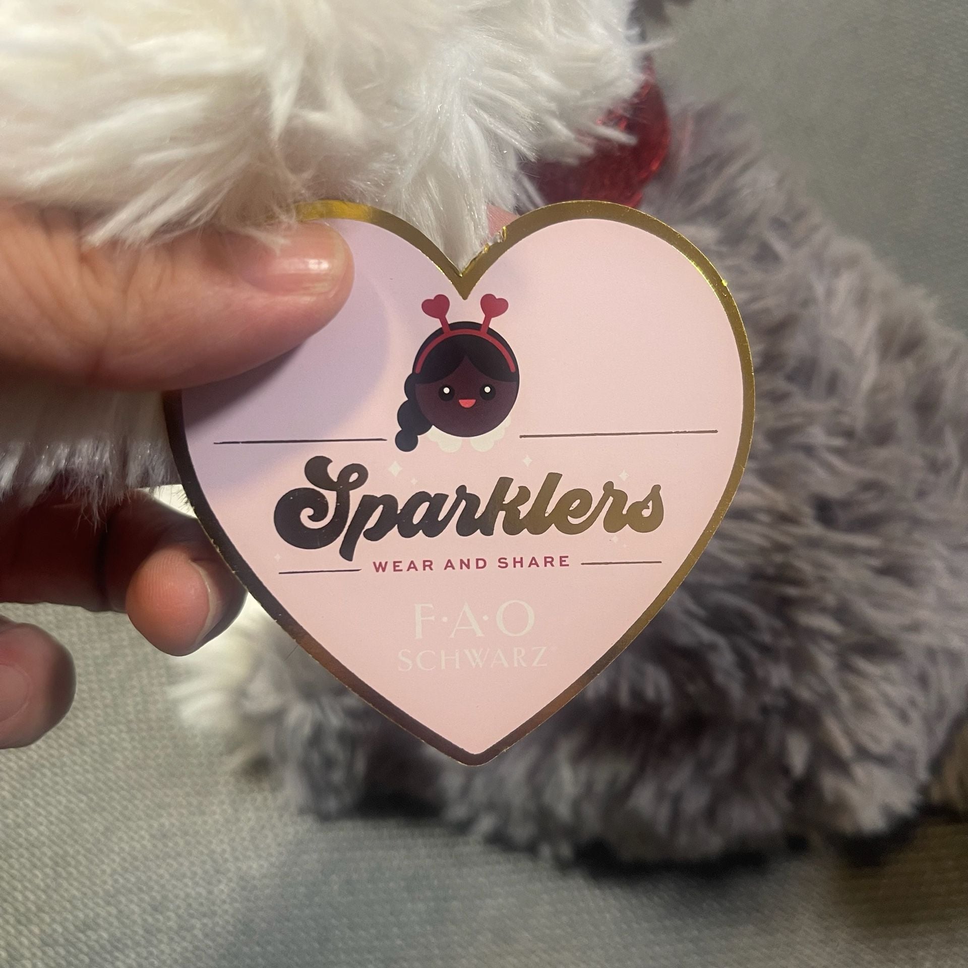 FAO Schwarz Sparklers Wear and Share Plush Dog with Heart Headband 9