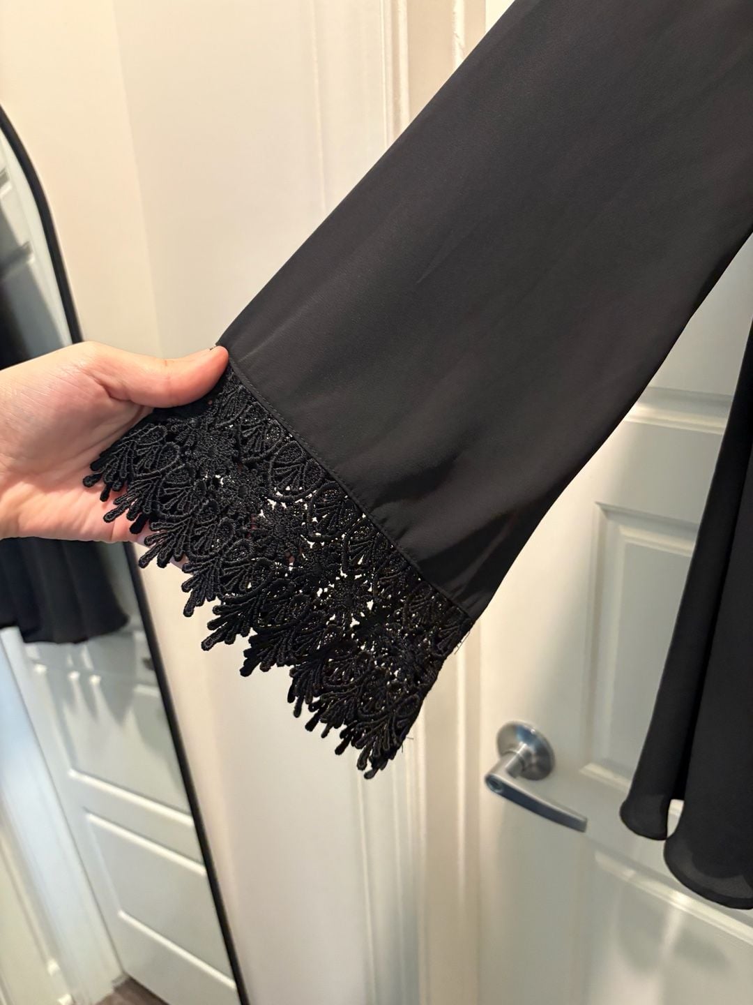 Show Me Your Mumu Dress Size S Black Lace Trim Long Sleeve 4