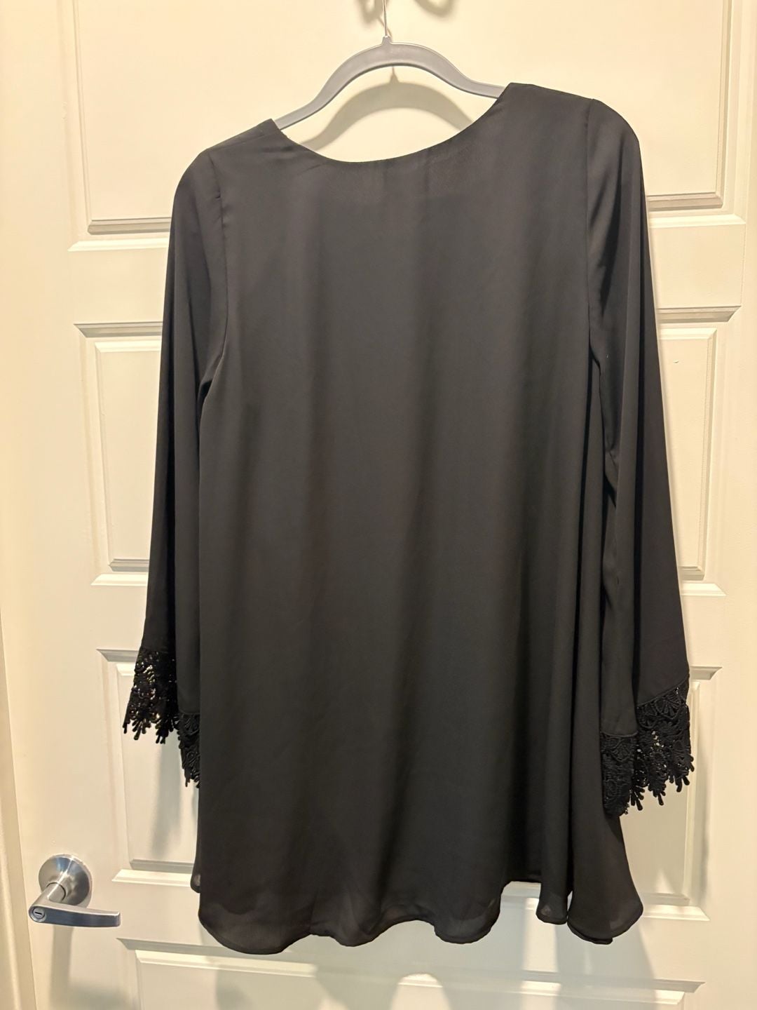 Show Me Your Mumu Dress Size S Black Lace Trim Long Sleeve 6