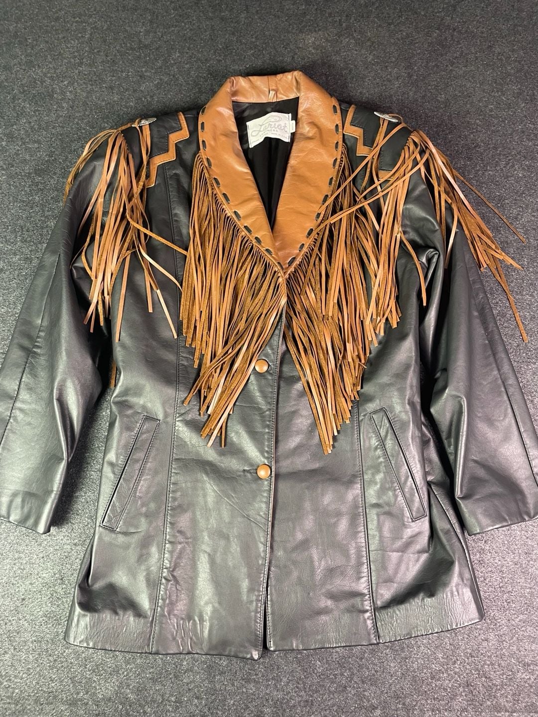 Lariat Leathers Fringe Leather Jacket Black Brown Western 2