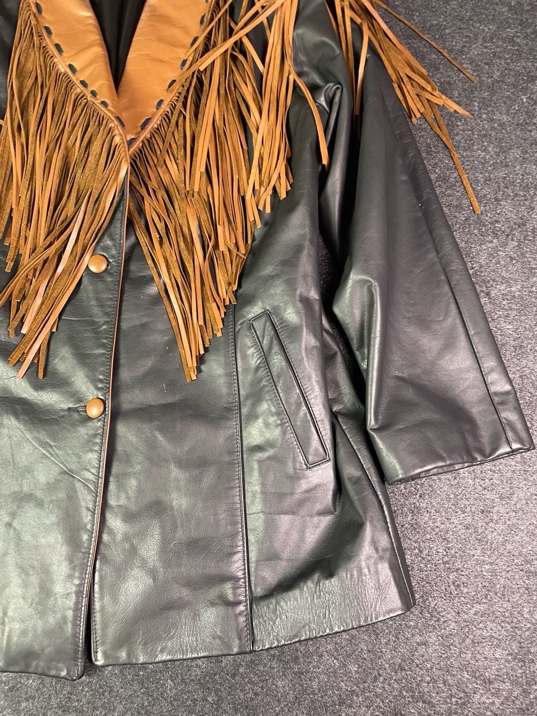 Lariat Leathers Fringe Leather Jacket Black Brown Western 7