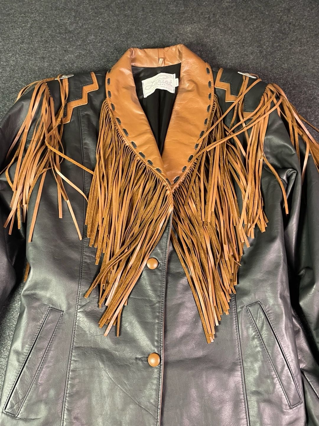 Lariat Leathers Fringe Leather Jacket Black Brown Western 8