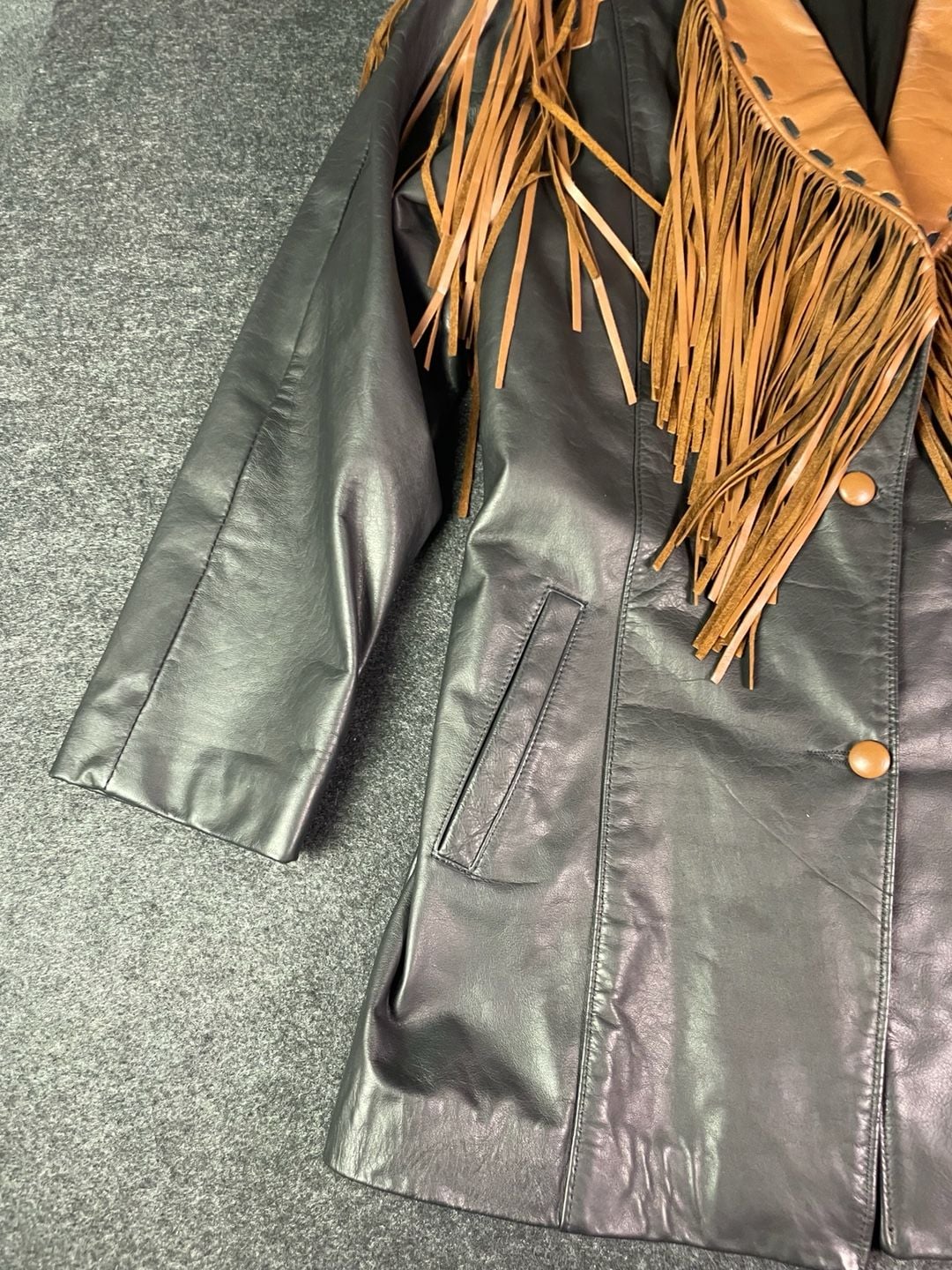 Lariat Leathers Fringe Leather Jacket Black Brown Western 9