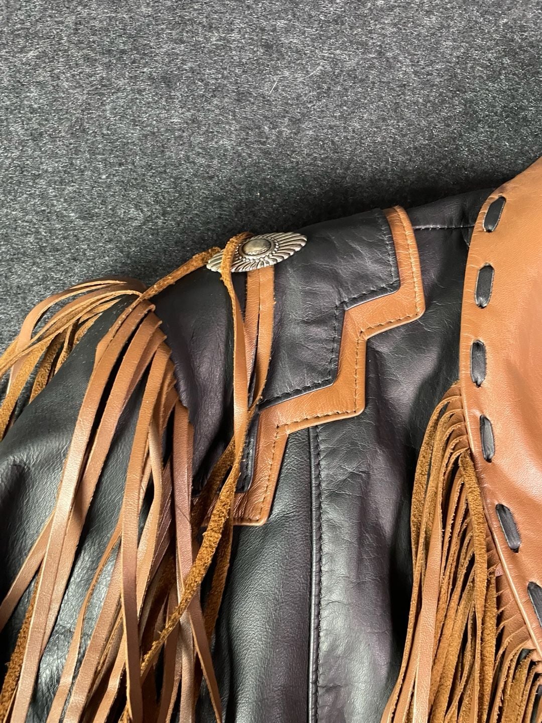 Lariat Leathers Fringe Leather Jacket Black Brown Western 10