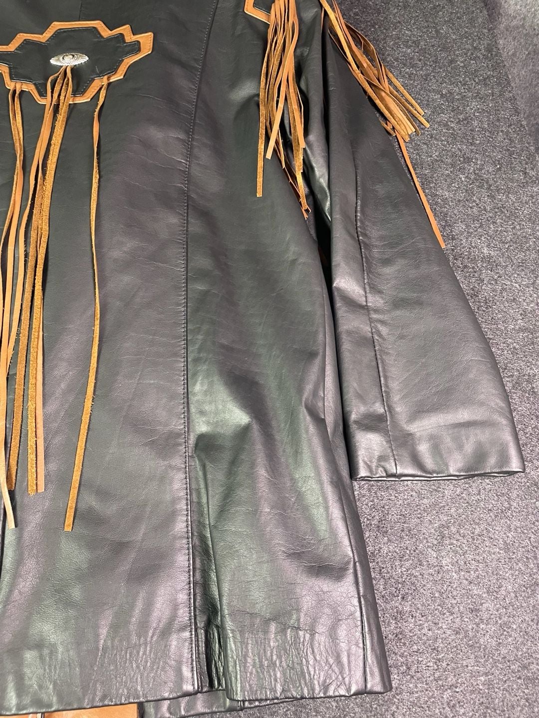 Lariat Leathers Fringe Leather Jacket Black Brown Western 12