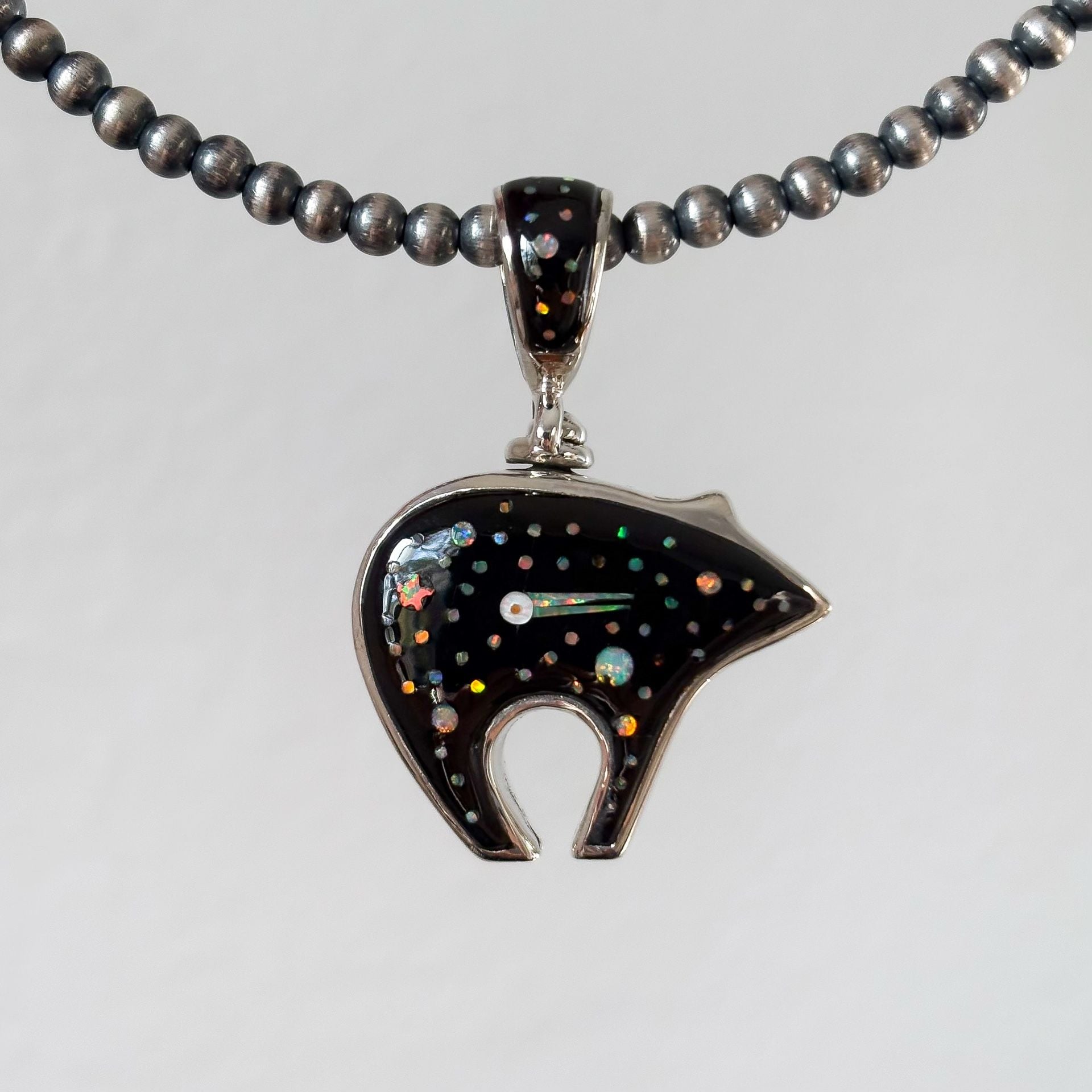 Vintage Reversible Sterling Silver Southwestern Celestial Bear Pendant 5