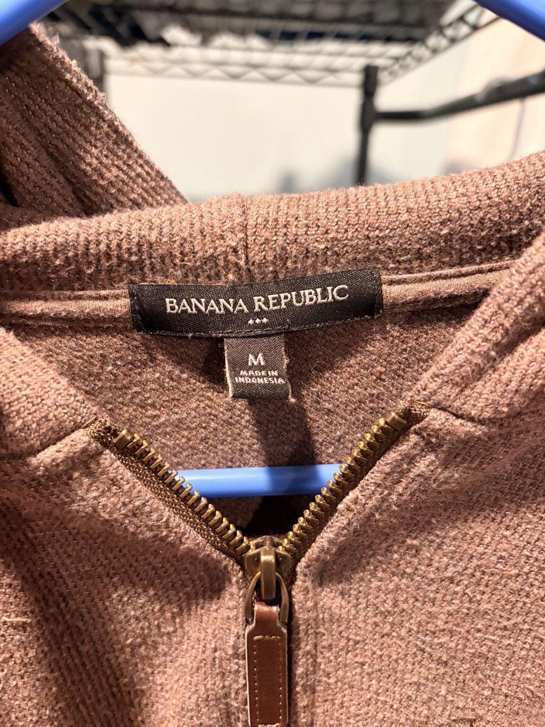 Banana Republic Full Zip Hoodie Size M Brown Knit Sweater 3
