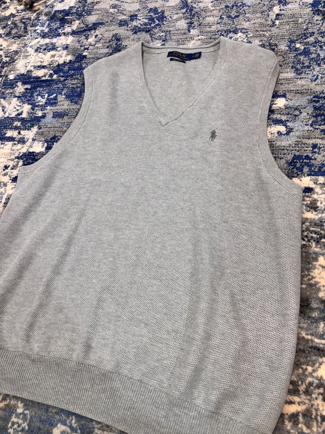 Polo Ralph Lauren Sweater Vest Size L Gray V-Neck Cotton 2