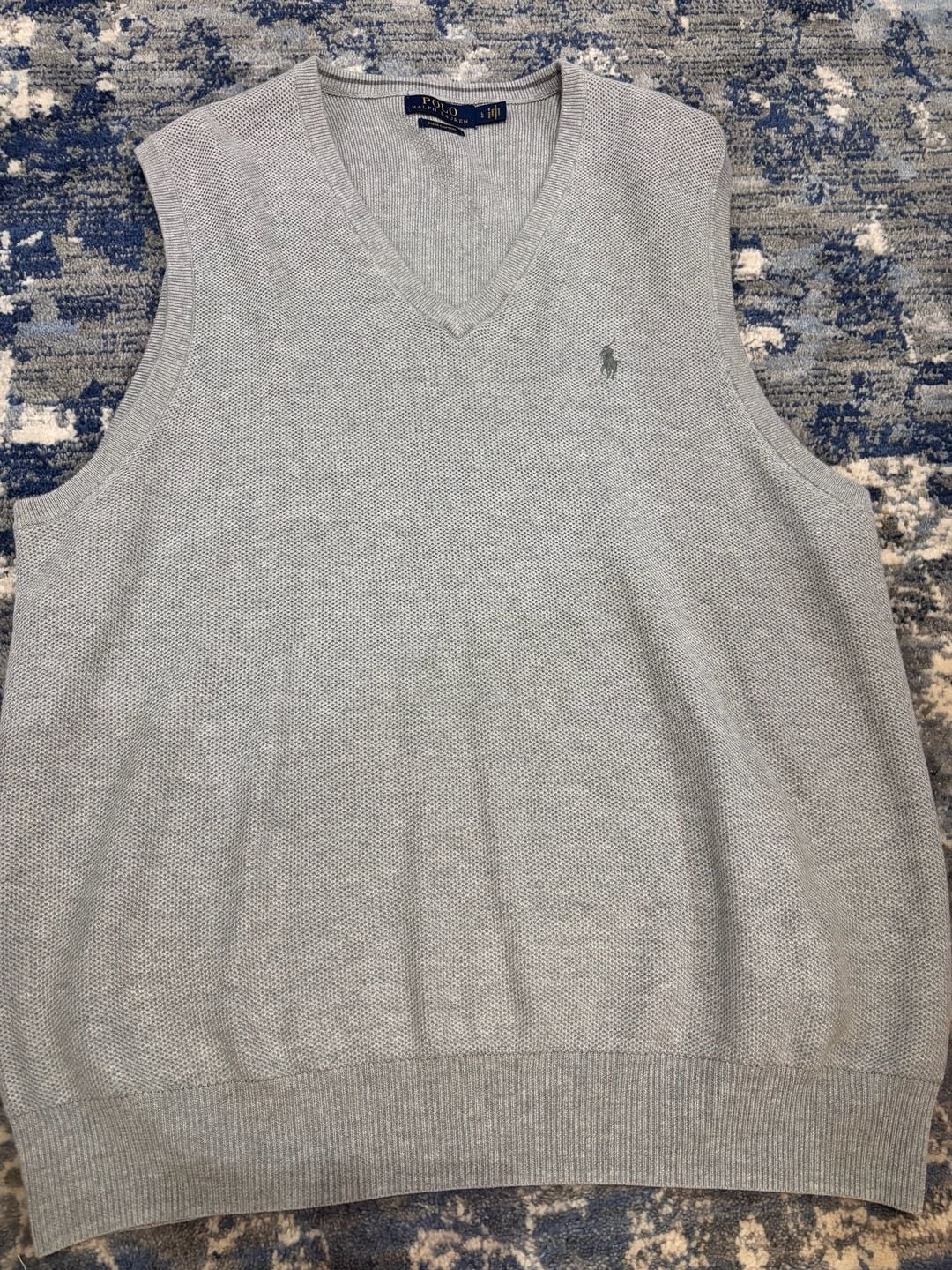 Polo Ralph Lauren Sweater Vest Size L Gray V-Neck Cotton 3