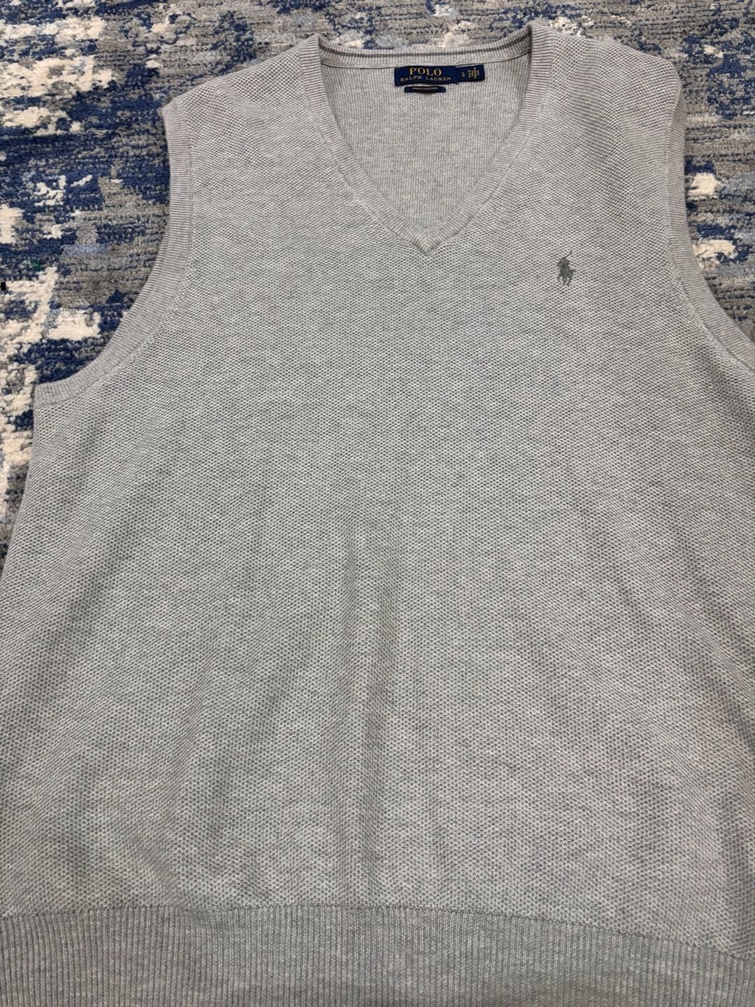 Polo Ralph Lauren Sweater Vest Size L Gray V-Neck Cotton 7