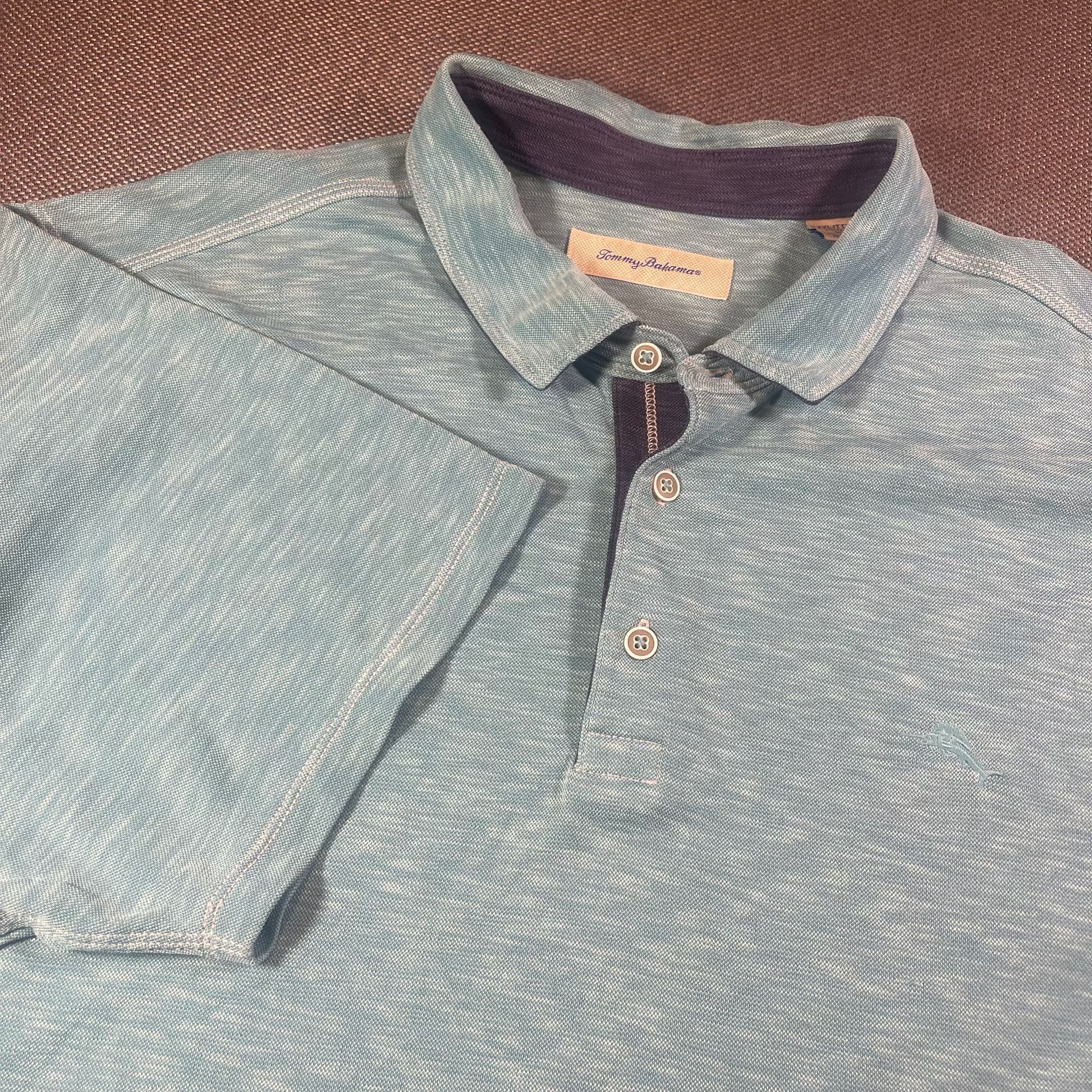 Tommy Bahama Polo Shirt Size XXXL Blue Tencel Modal Short Sleeve 1