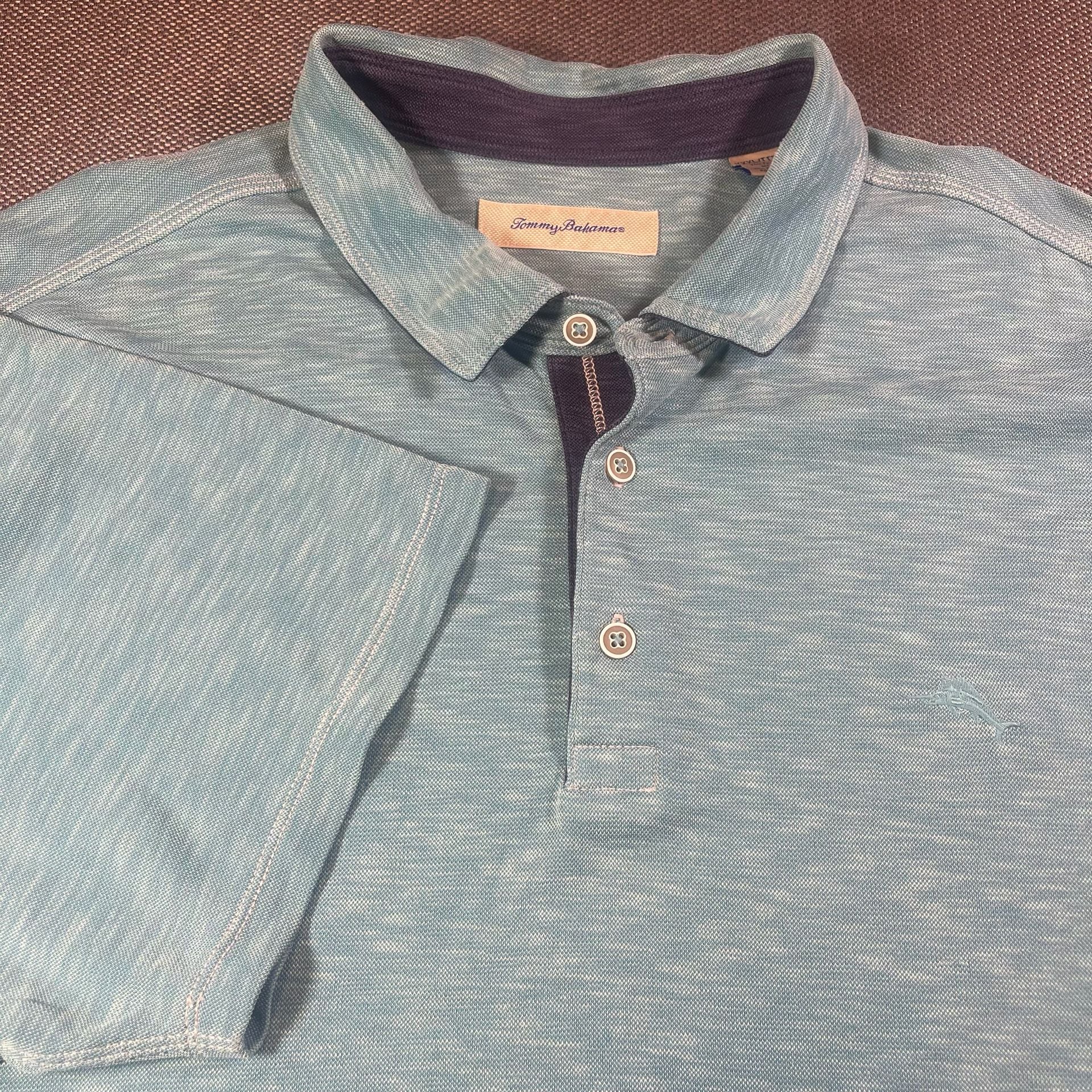Tommy Bahama Polo Shirt Size XXXL Blue Tencel Modal Short Sleeve 5