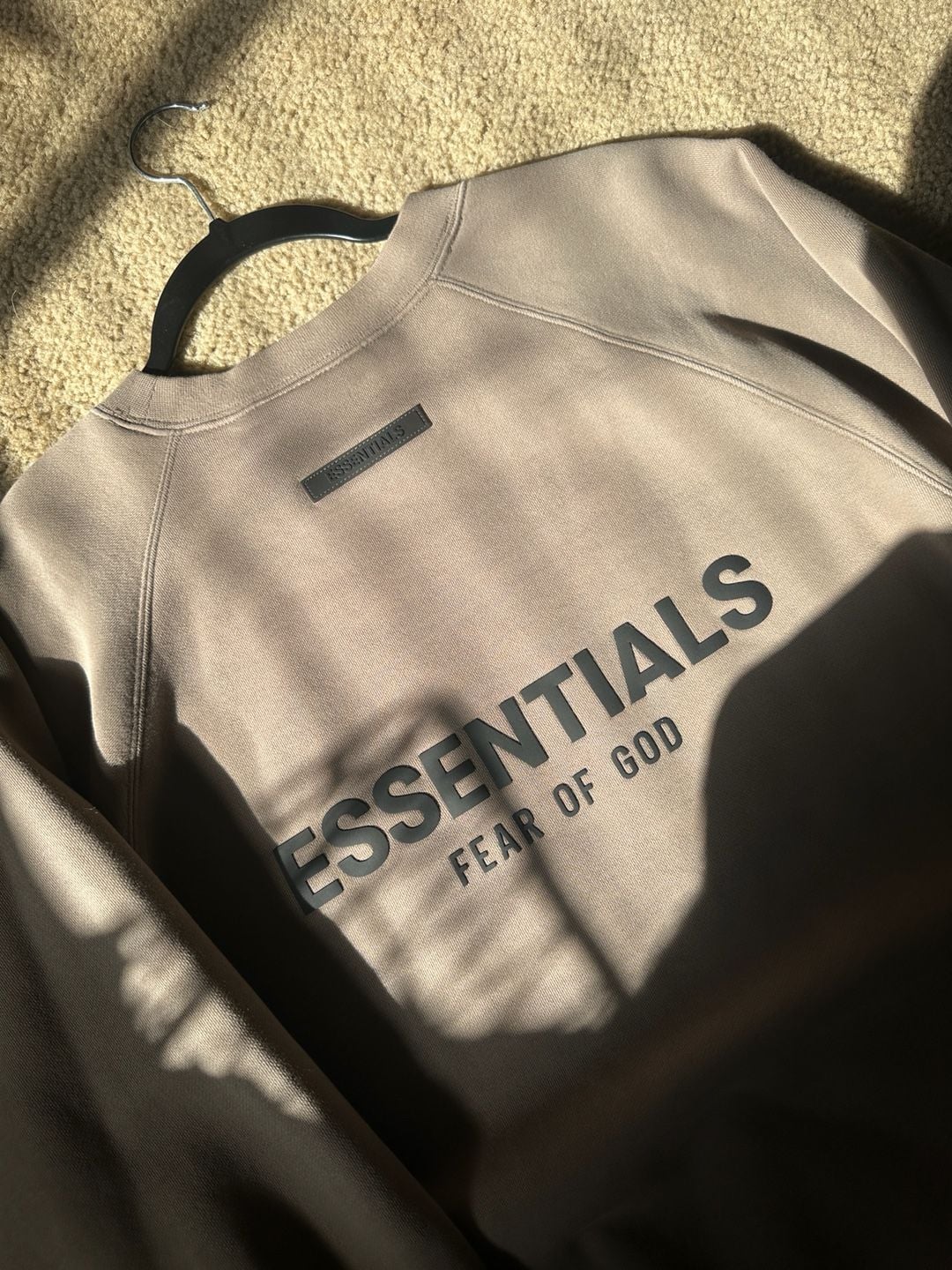 Y2K streetwear Fear Of God Essentials Sweatshirt Tan Brown 3