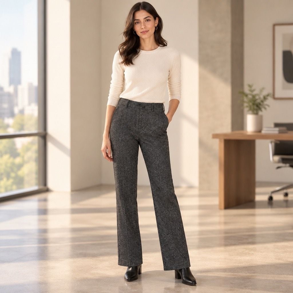 Dalia Collection Wool Blend Tweed Straight Pants Size 14 Gray 2