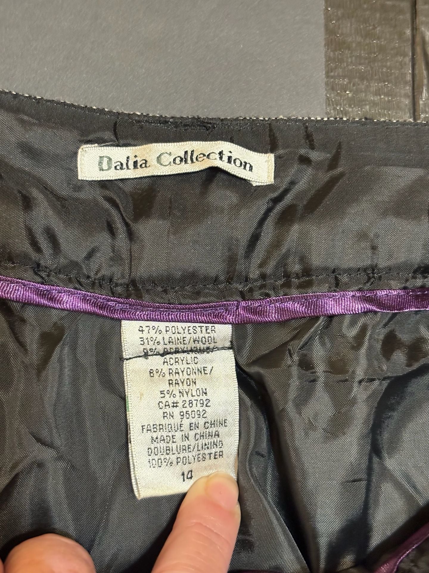 Dalia Collection Wool Blend Tweed Straight Pants Size 14 Gray 3