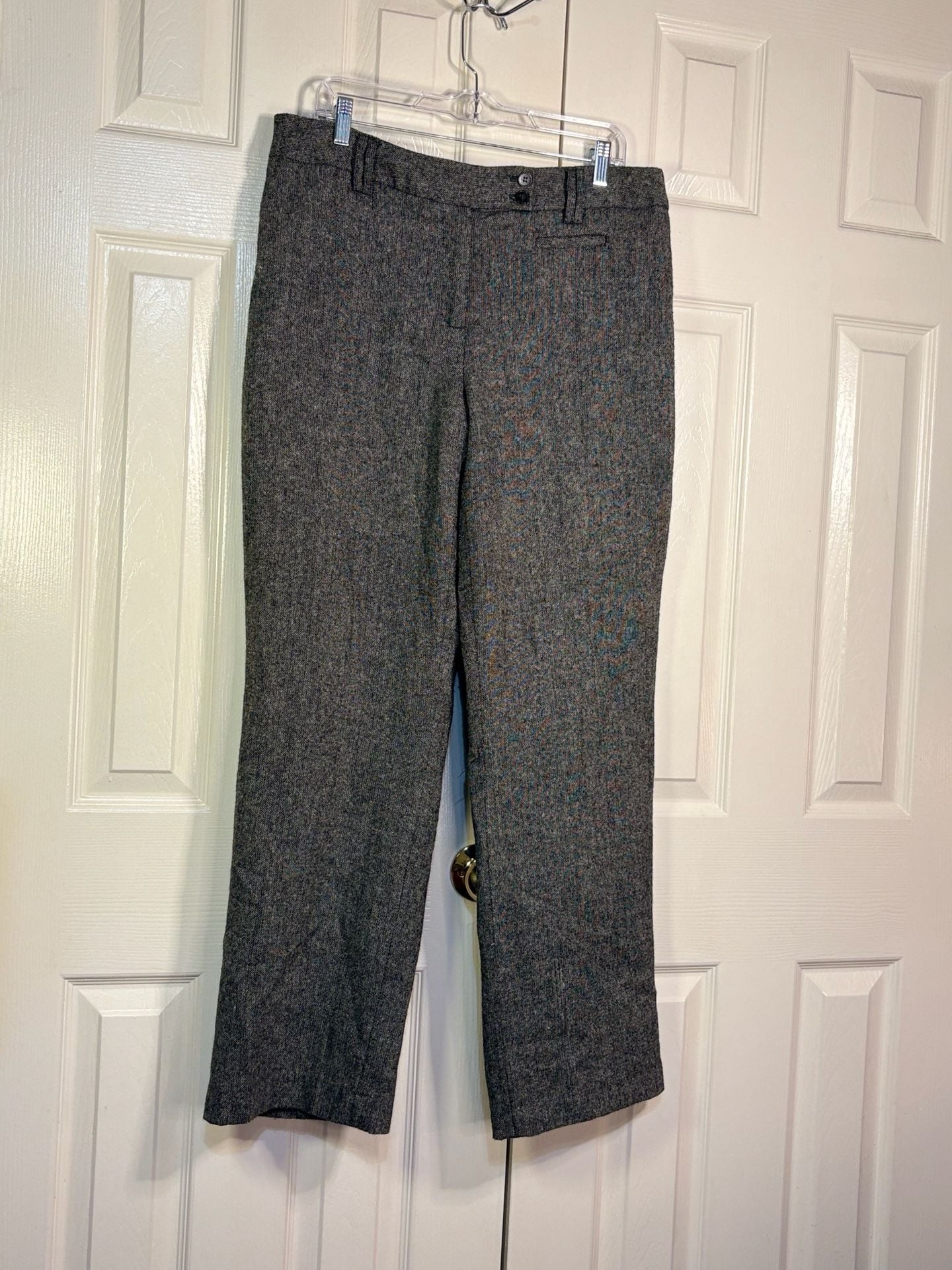 Dalia Collection Wool Blend Tweed Straight Pants Size 14 Gray 4