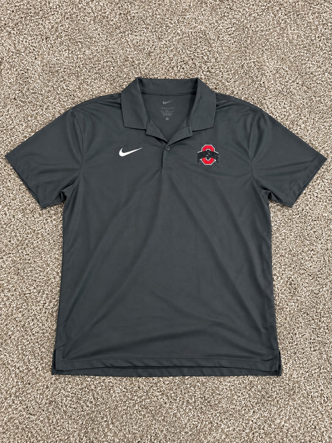 Ohio State Buckeyes Nike Dri-FIT Sideline Woven Gray Polo Size L 2