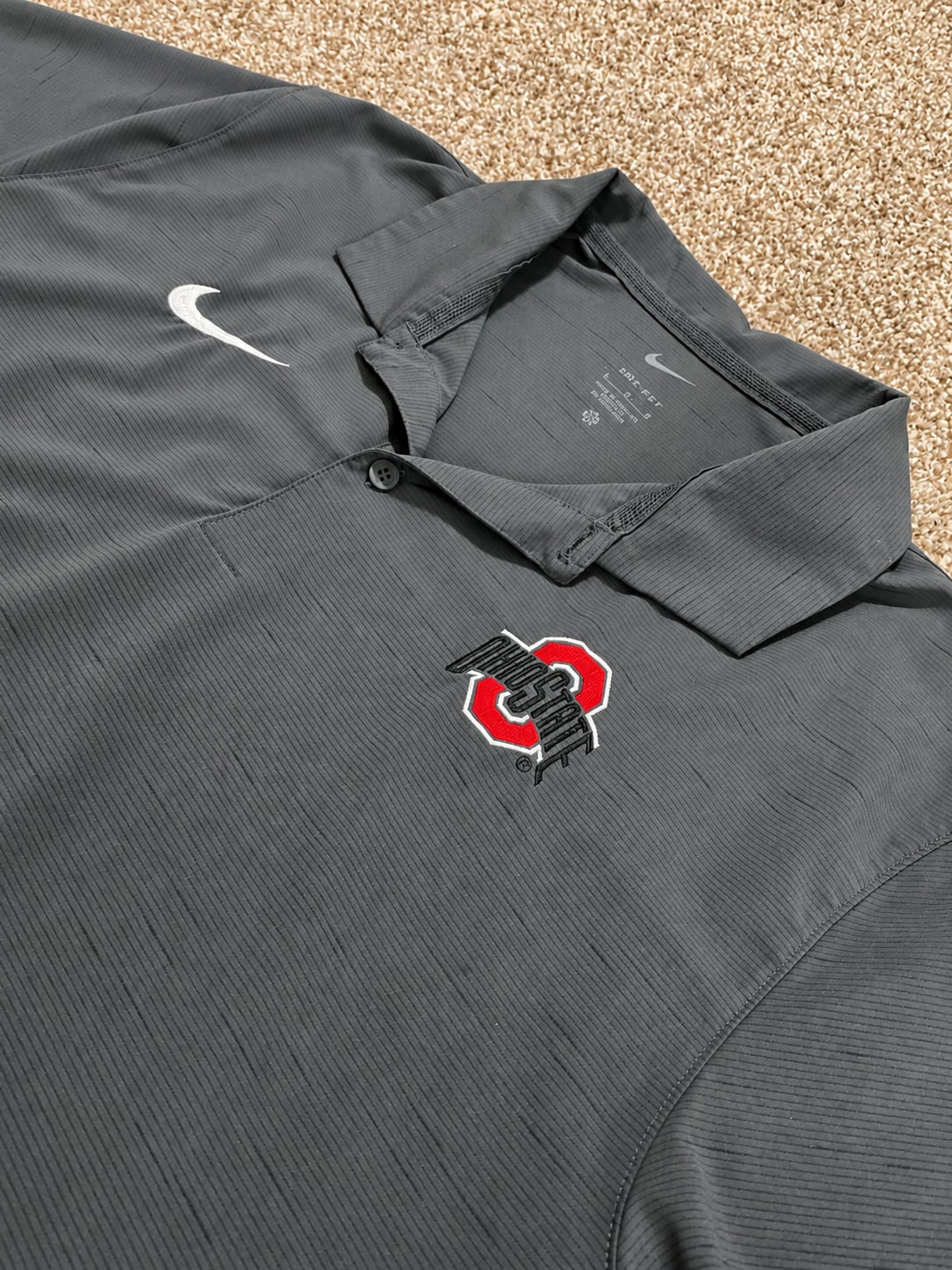Ohio State Buckeyes Nike Dri-FIT Sideline Woven Gray Polo Size L 3