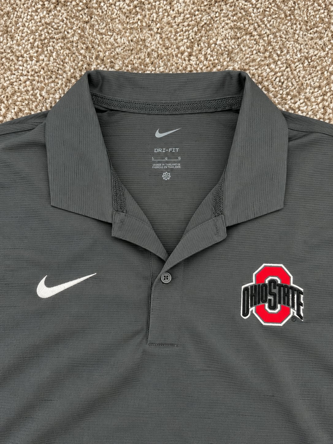 Ohio State Buckeyes Nike Dri-FIT Sideline Woven Gray Polo Size L 4