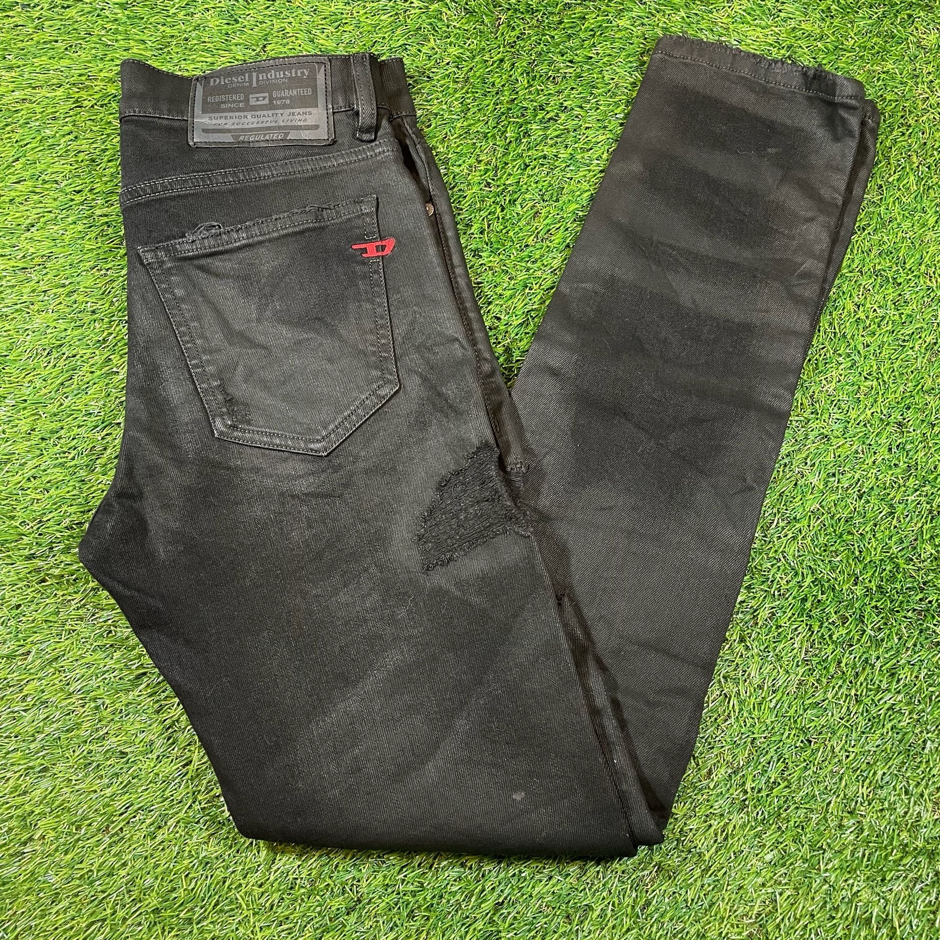 Diesel Slim Distressed Jeans W29 Black Coated Denim 2