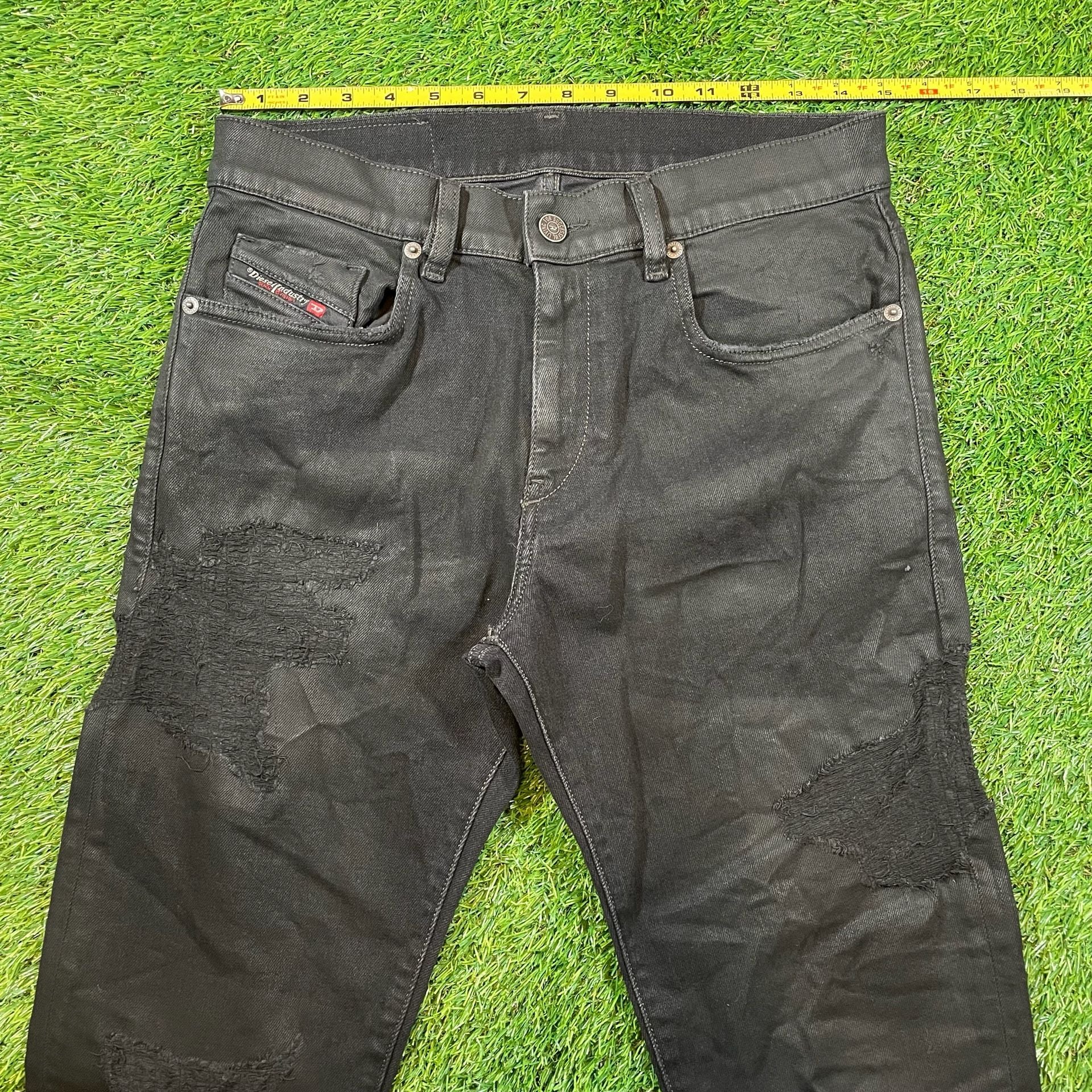 Diesel Slim Distressed Jeans W29 Black Coated Denim 3