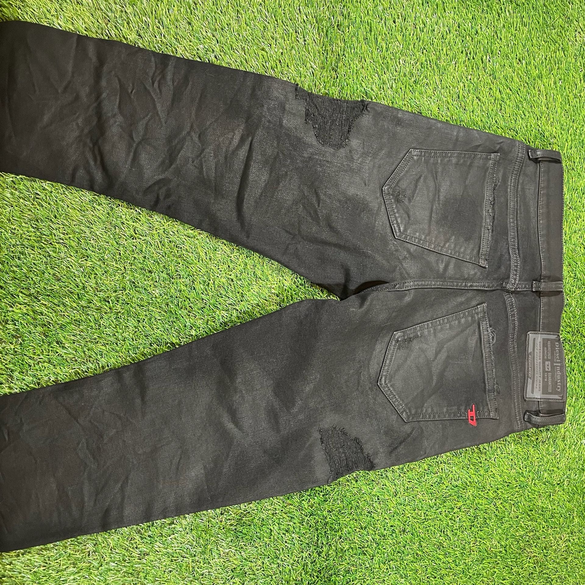 Diesel Slim Distressed Jeans W29 Black Coated Denim 6