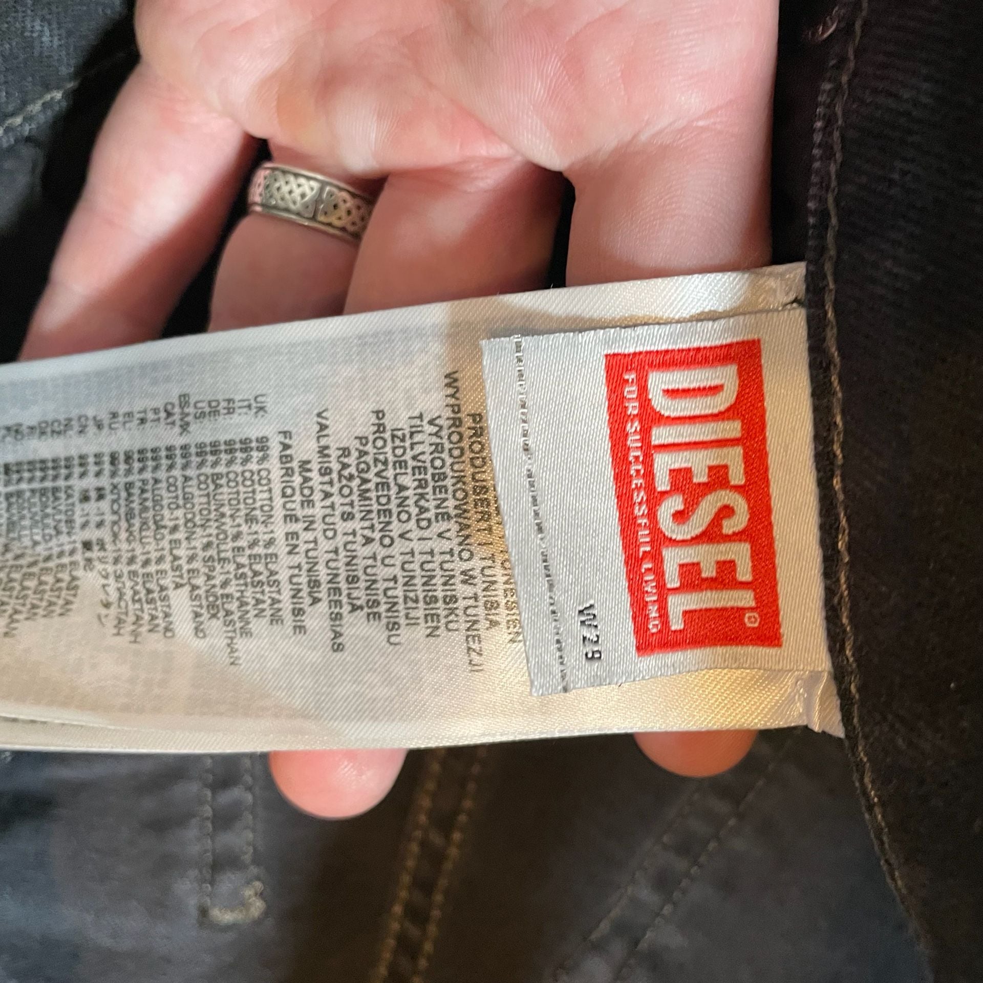 Diesel Slim Distressed Jeans W29 Black Coated Denim 7