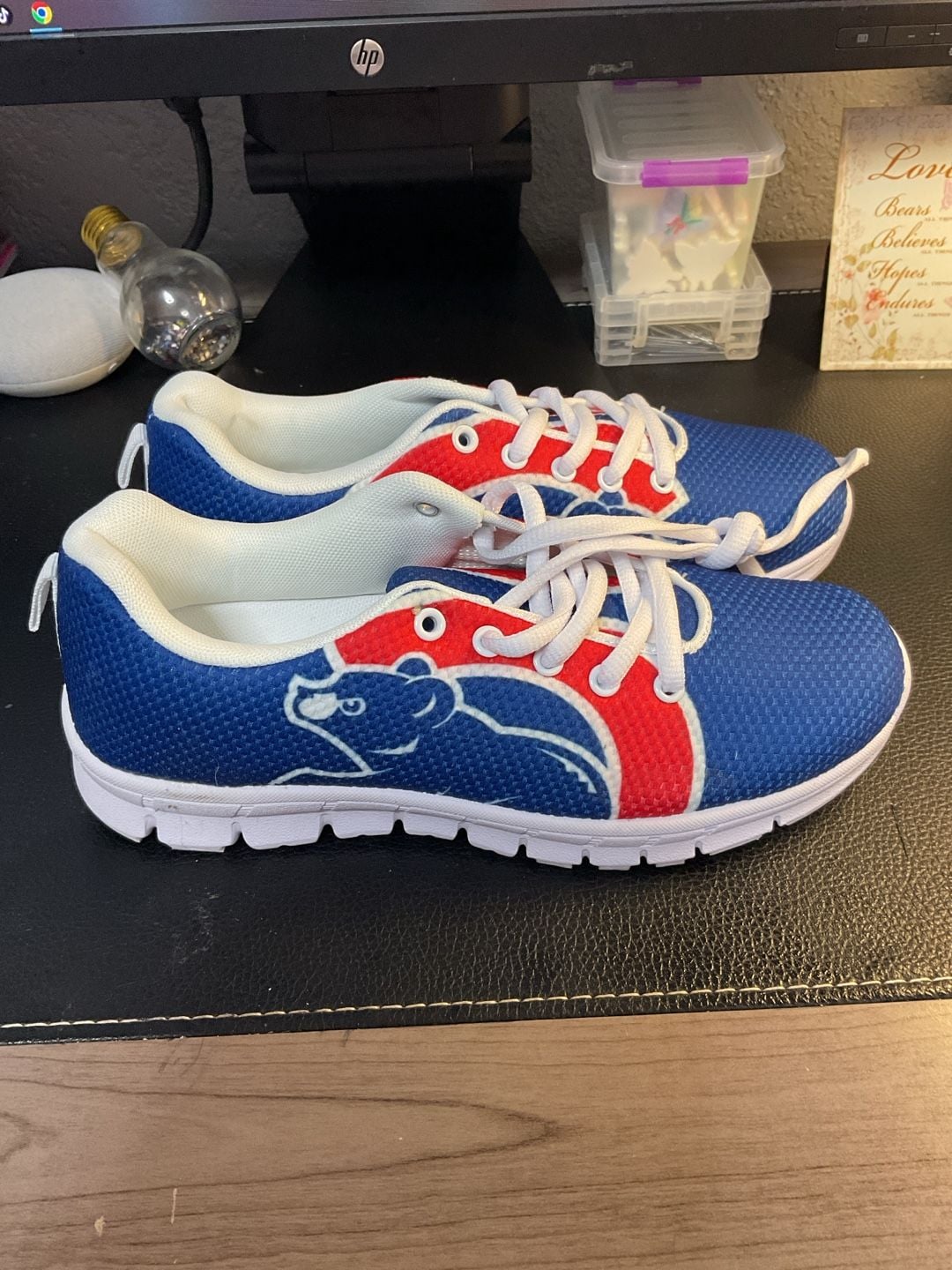 Unbranded Chicago Cubs Bear Sneakers Size Men's 5 Women's 7 Blue Red 3