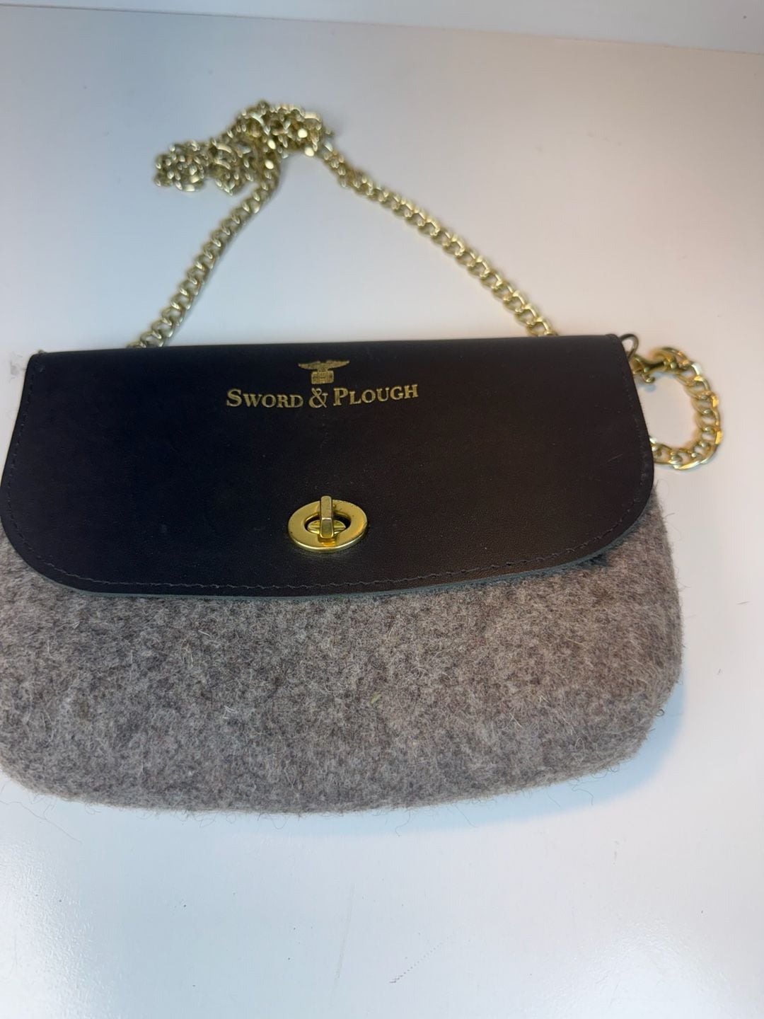 Sword & Plough Wool And Leather Crossbody Bag 2