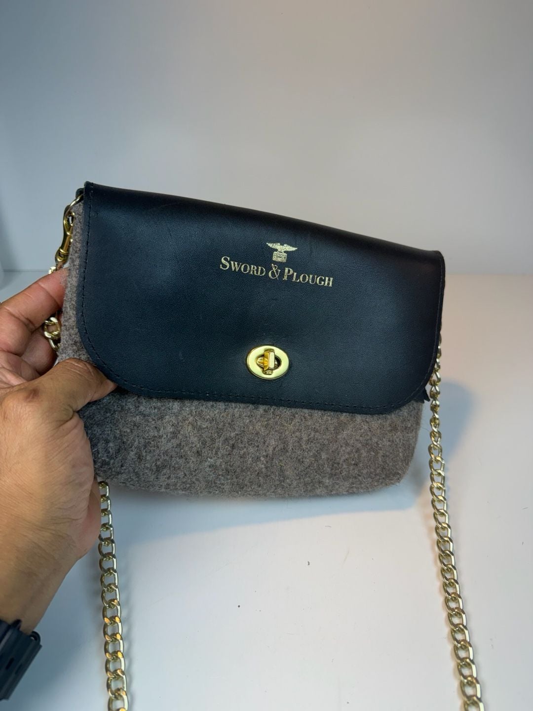 Sword & Plough Wool And Leather Crossbody Bag 7