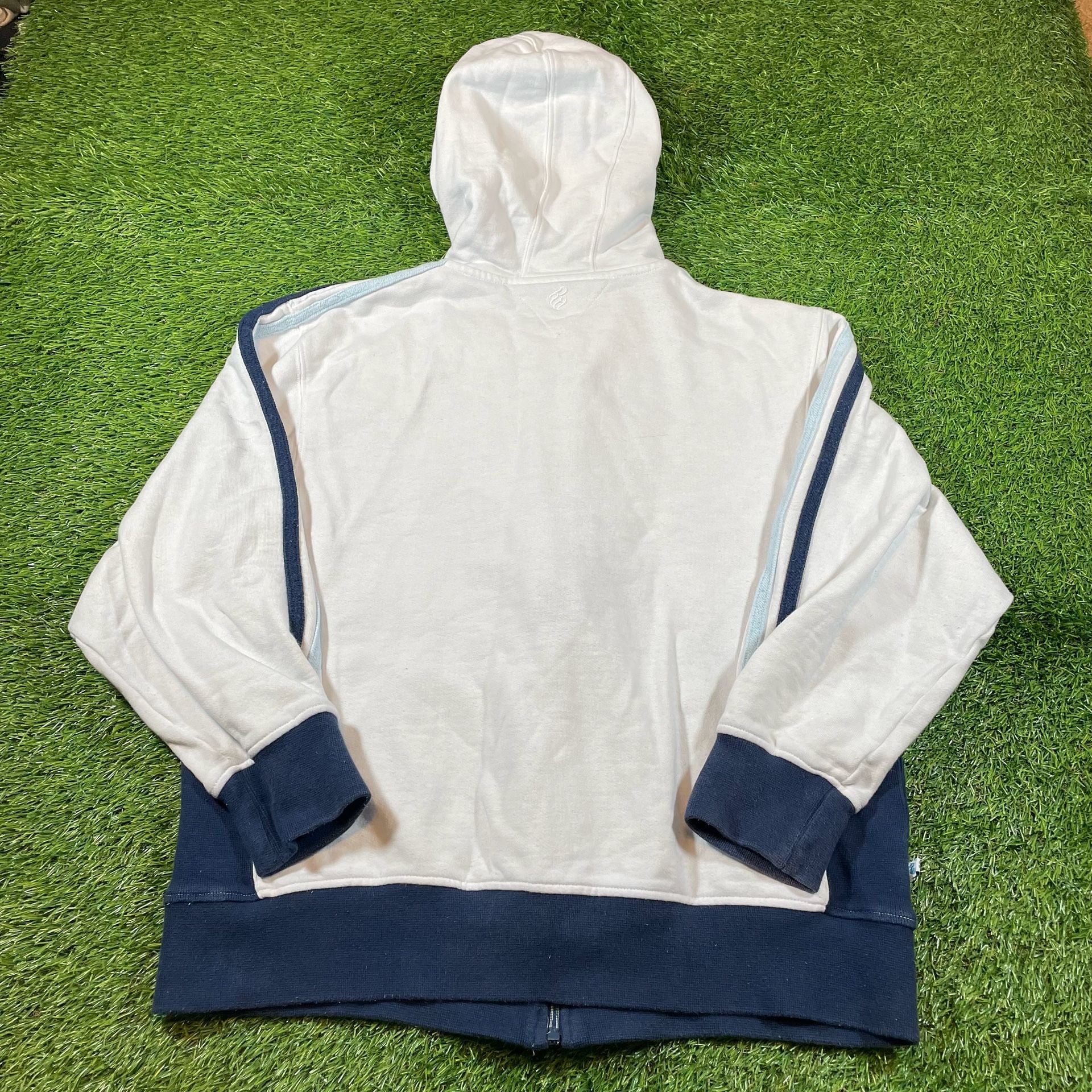 Roca Wear Full Zip Hoodie Size L (14-16) White Blue Graphic Jacket 3