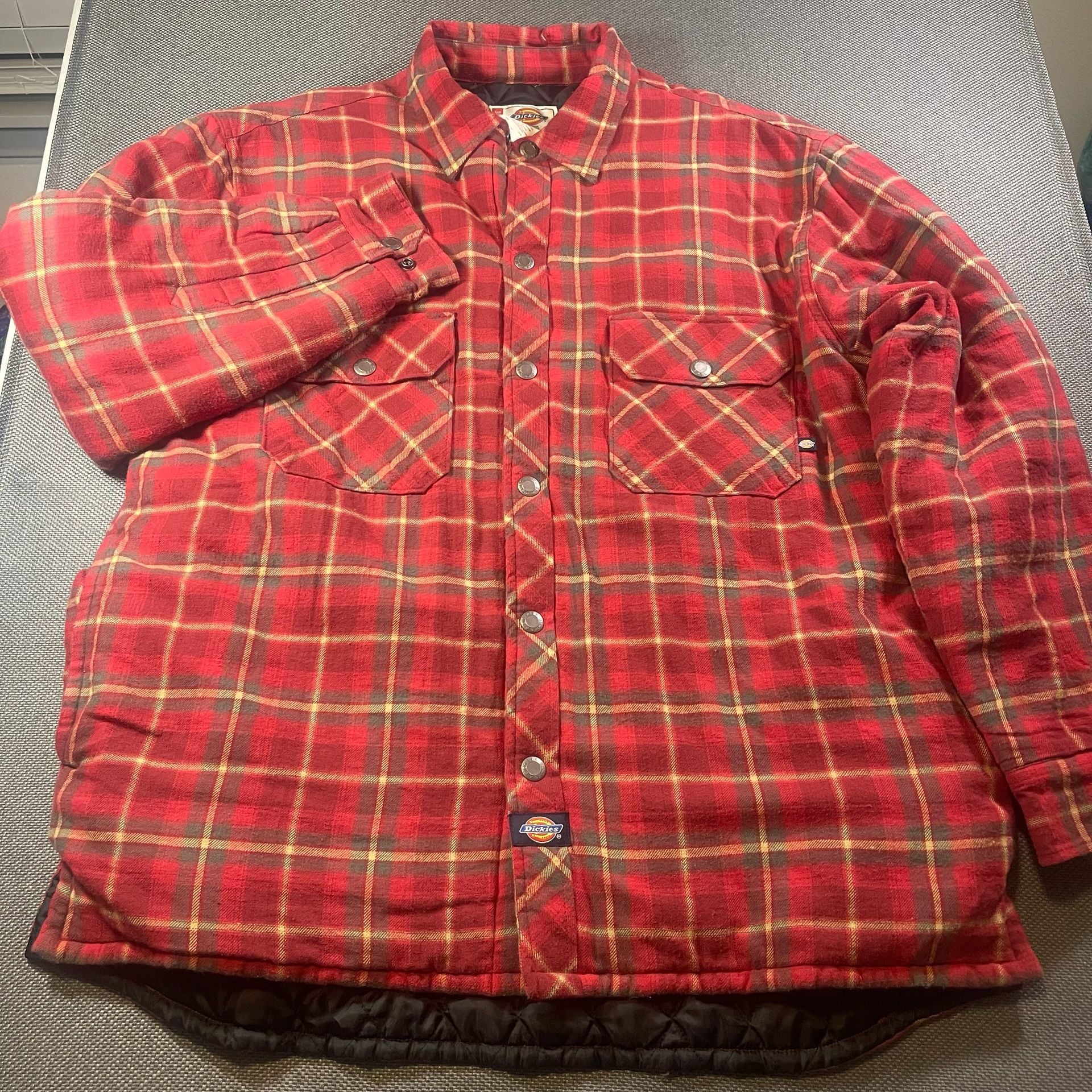 Dickies Quilted Lined Flannel Shirt Jacket Size Large Red Plaid 7