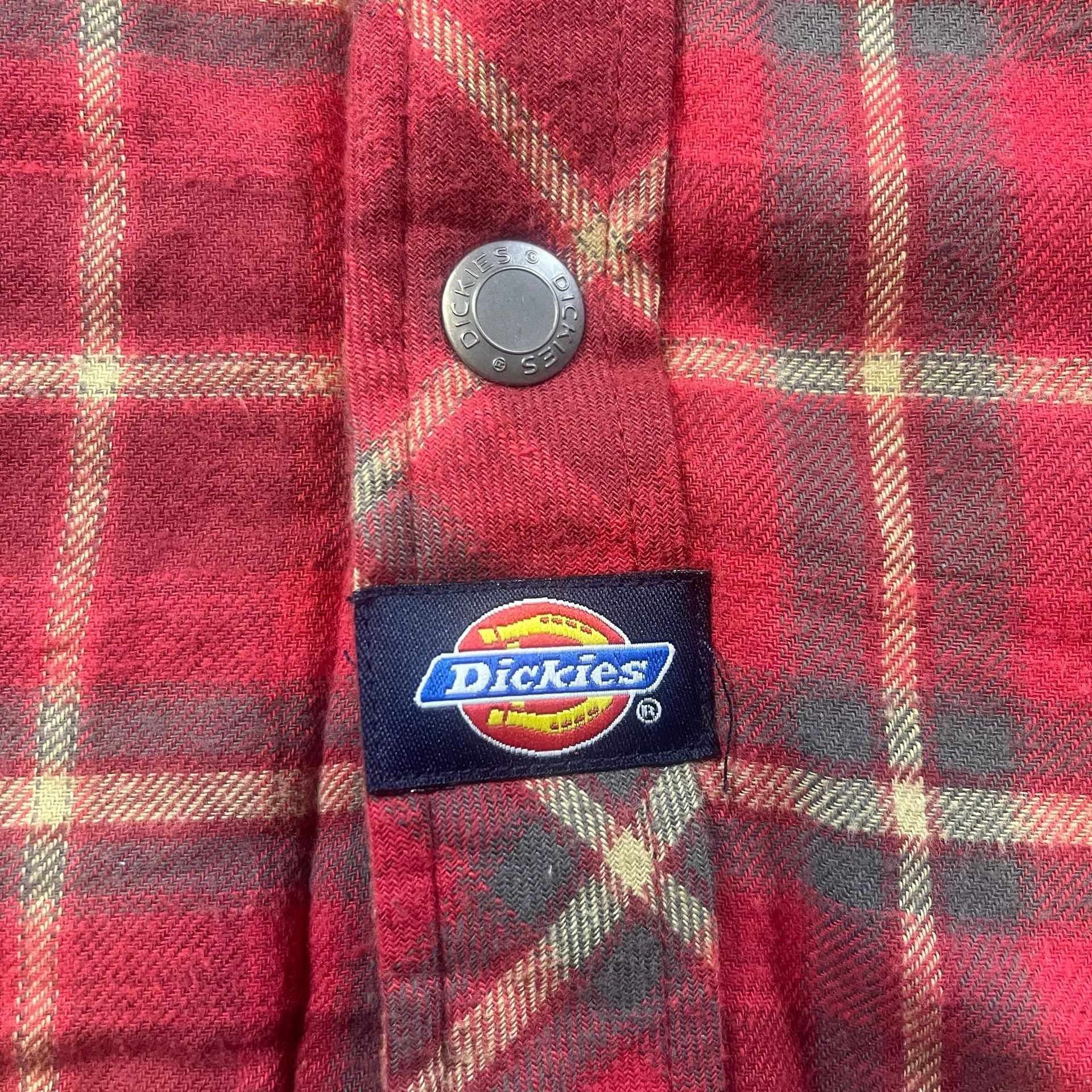 Dickies Quilted Lined Flannel Shirt Jacket Size Large Red Plaid 8