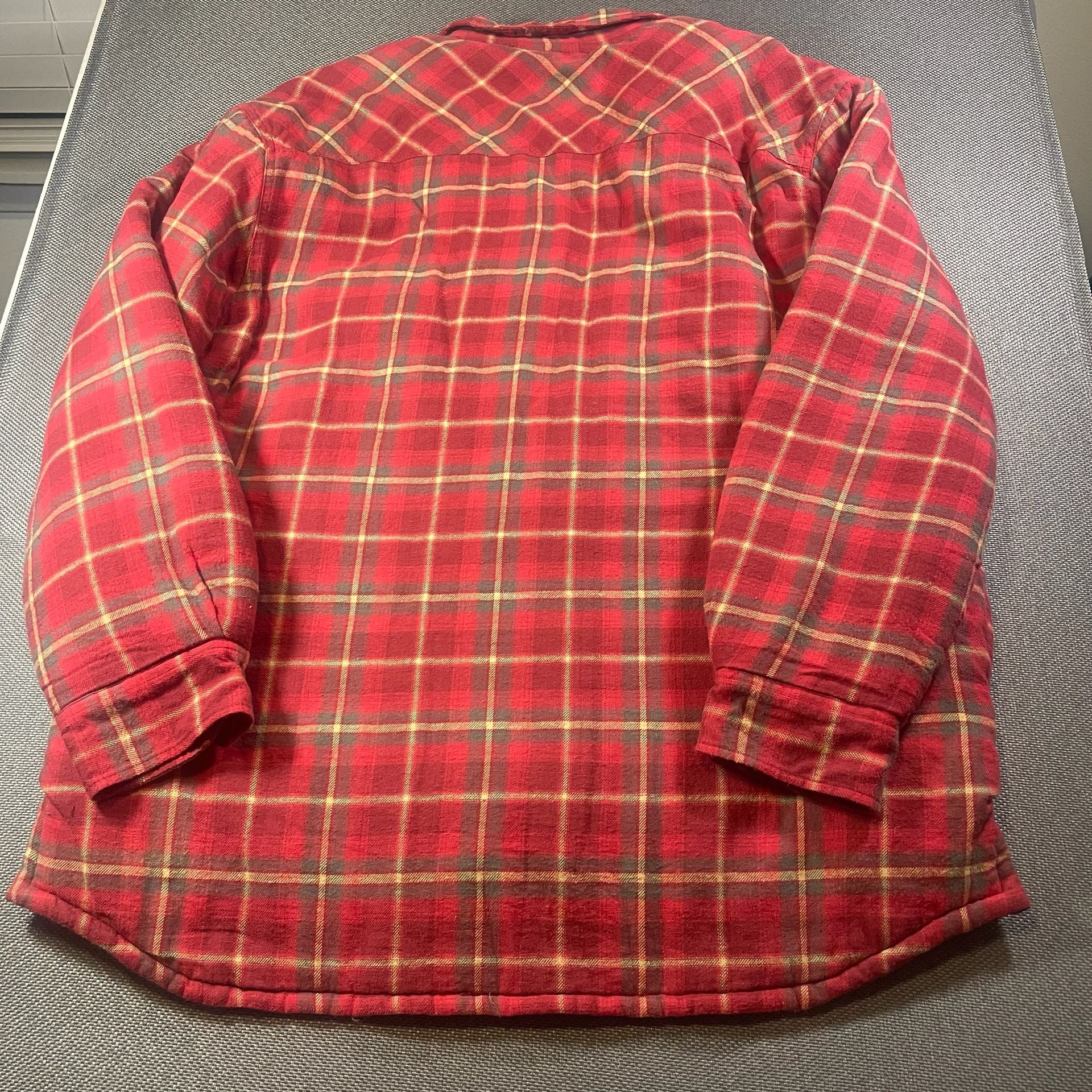 Dickies Quilted Lined Flannel Shirt Jacket Size Large Red Plaid 12