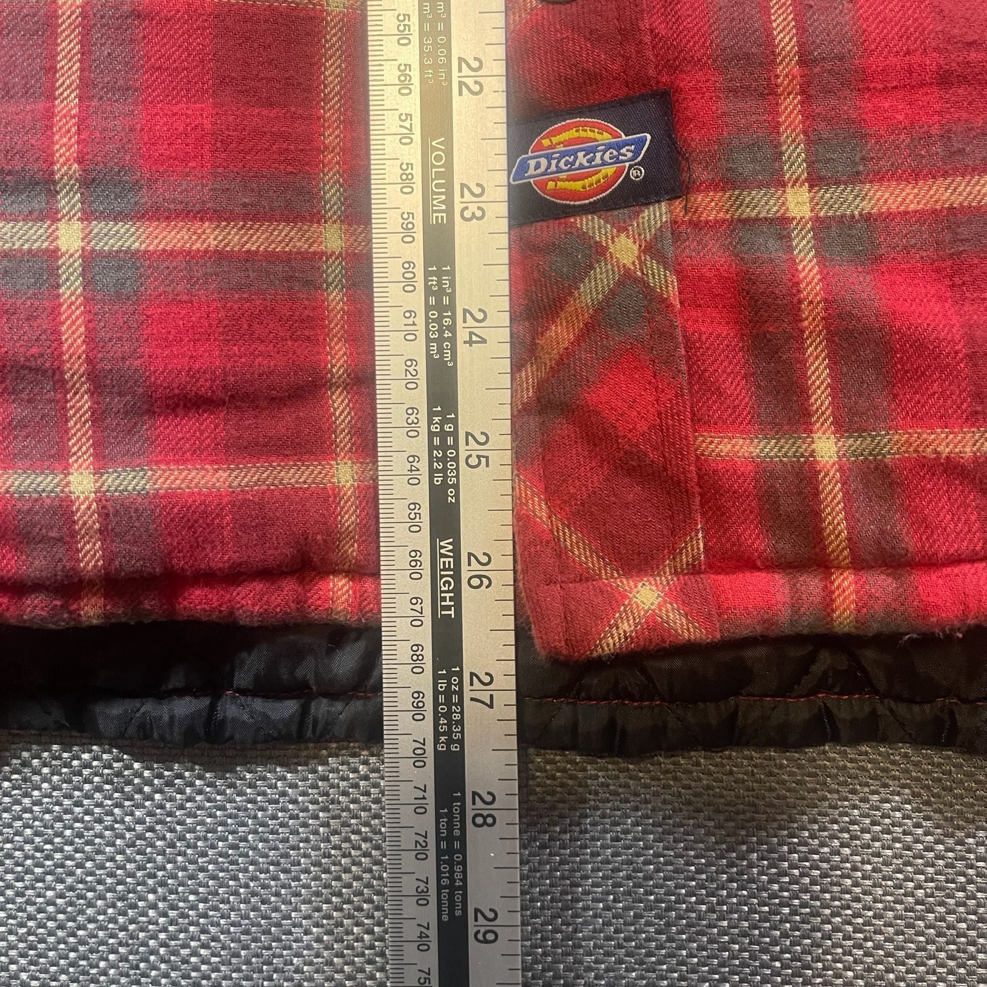 Dickies Quilted Lined Flannel Shirt Jacket Size Large Red Plaid 14