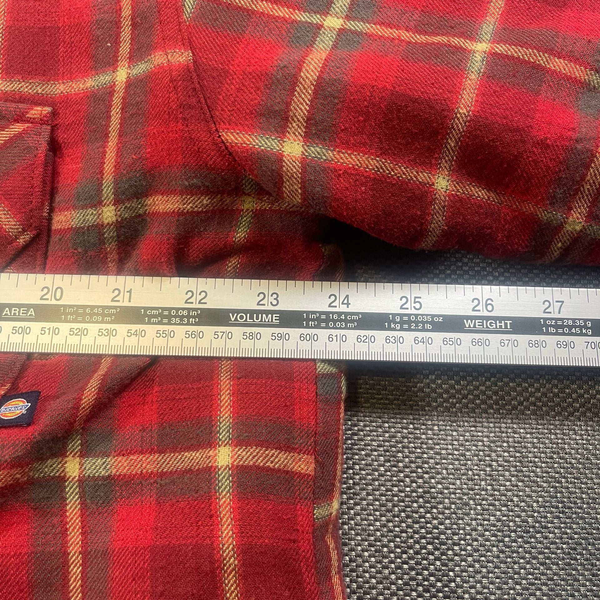 Dickies Quilted Lined Flannel Shirt Jacket Size Large Red Plaid 15