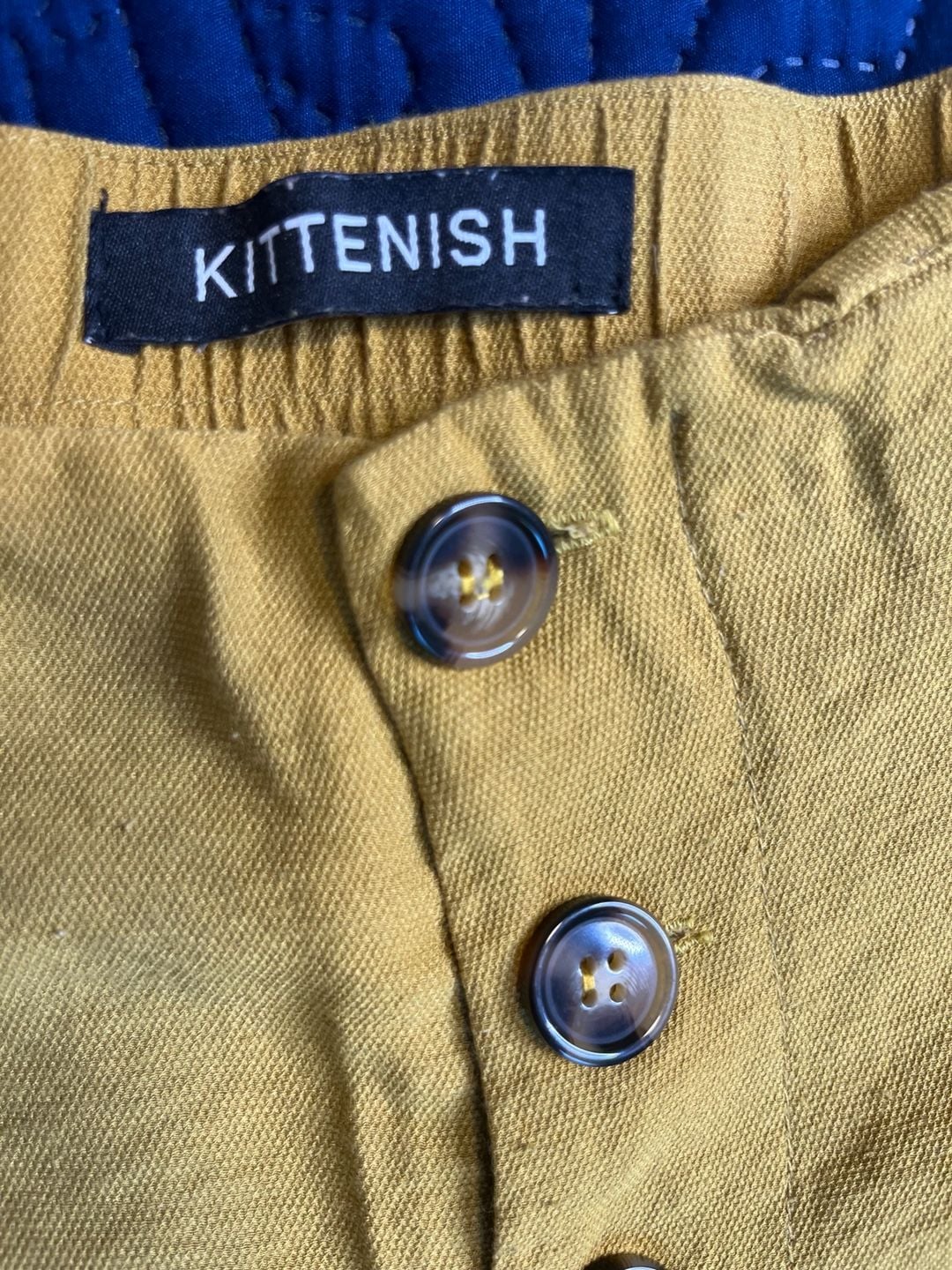 Linen Blend Wide Leg Pants Mustard Yellow- High Rise Button Front Trousers 7