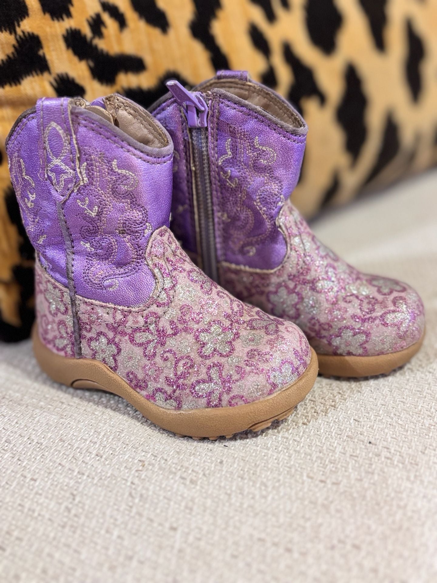 Roper Cowboy Boots baby Size 3 Purple Glitter 2