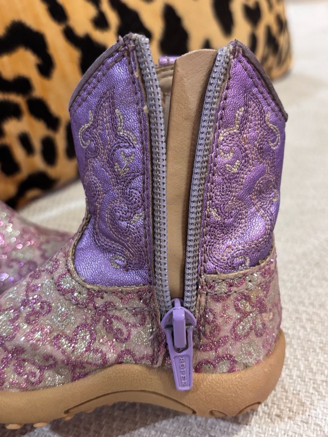 Roper Cowboy Boots baby Size 3 Purple Glitter 5