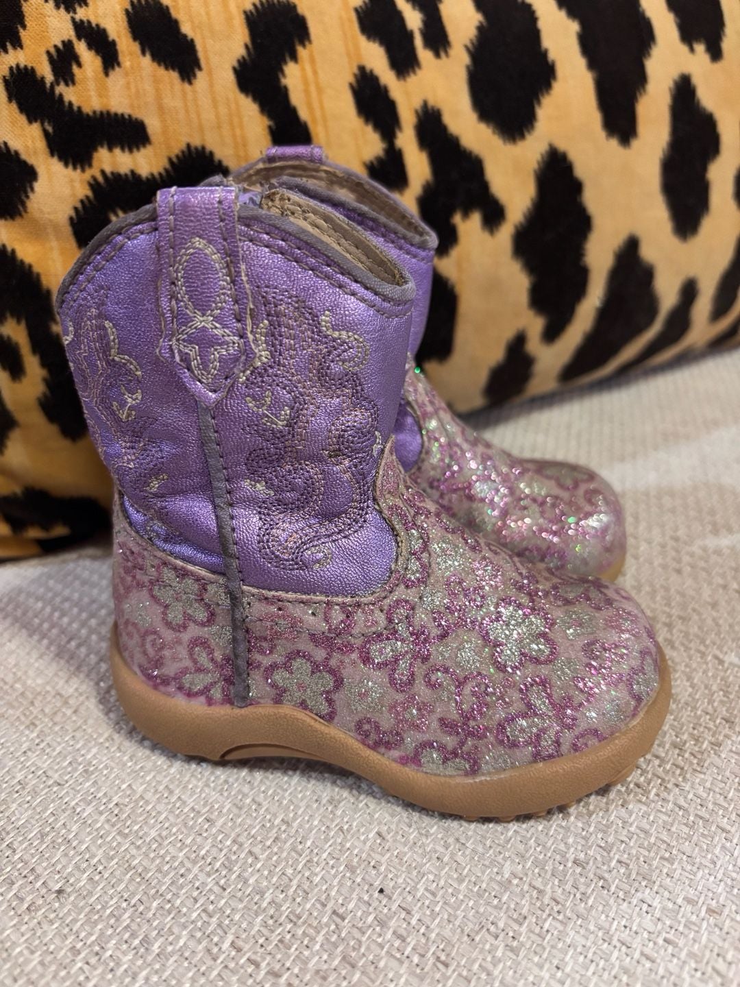 Roper Cowboy Boots baby Size 3 Purple Glitter 10