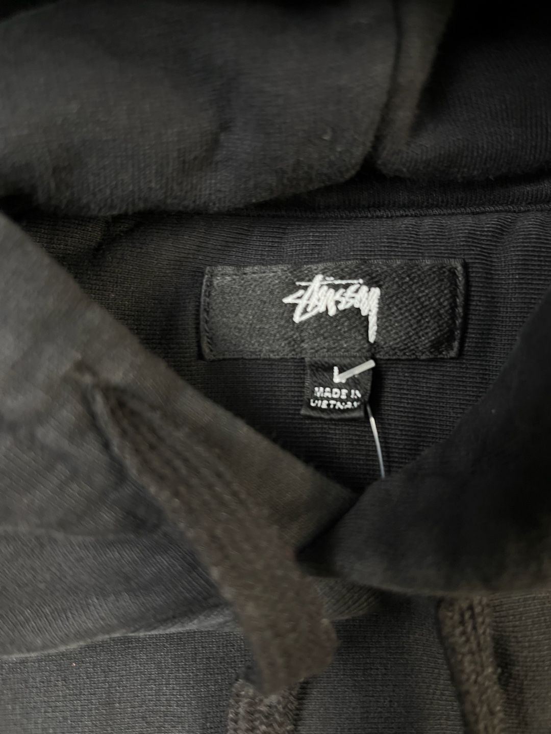 Stussy Basic Logo Hoodie Size L Black Pullover Sweatshirt OF 4