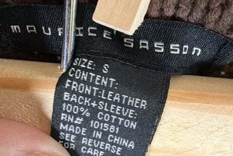 Maurice Sasson Real Leather Knit Sweater SO SASSY AND STYLISH !Jacket Size S Brown Full Zip 4