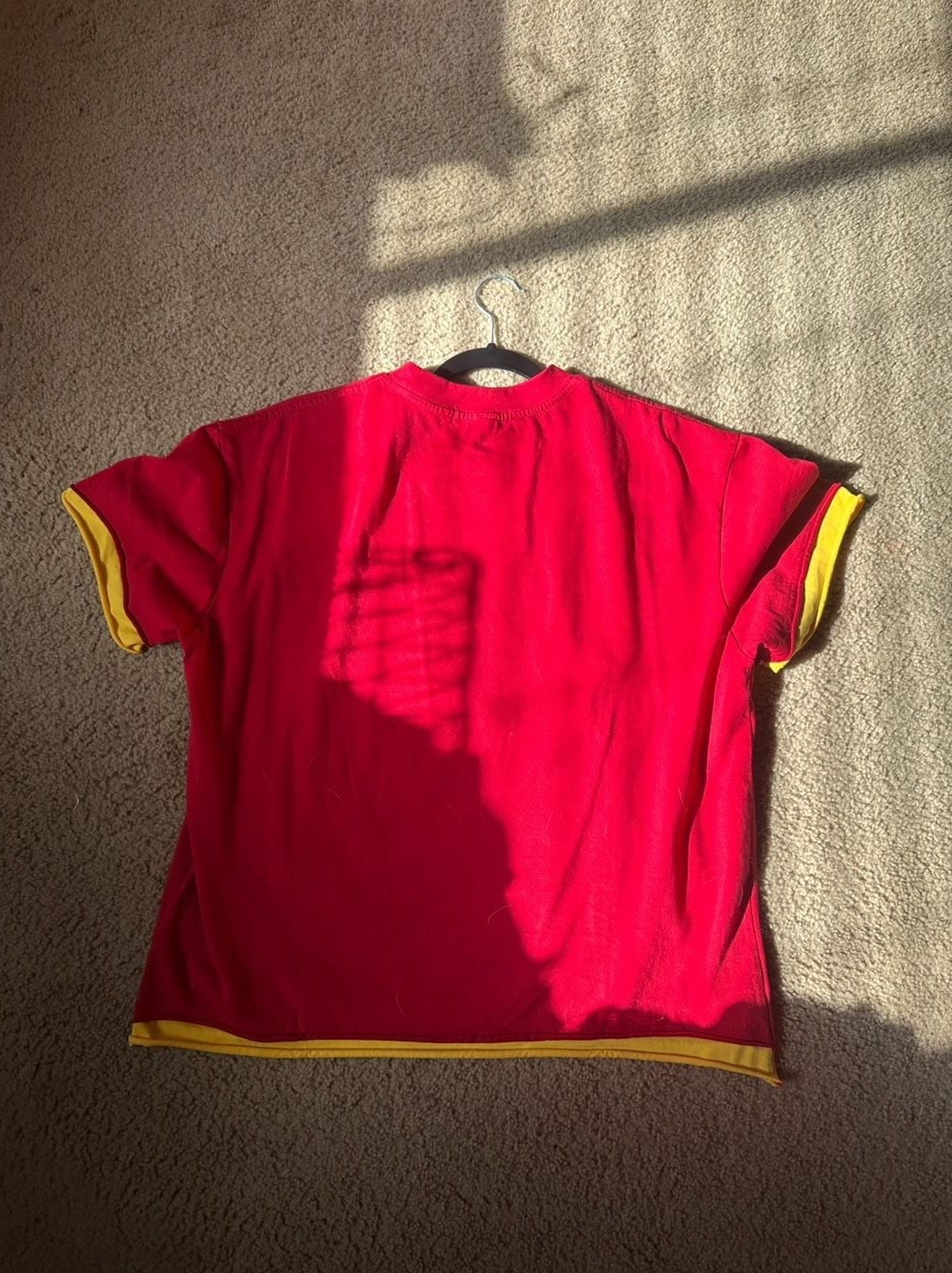 Instagram brand 404 Culture Tiger League Graphic Ringer Tee Size M Red Yellow 5