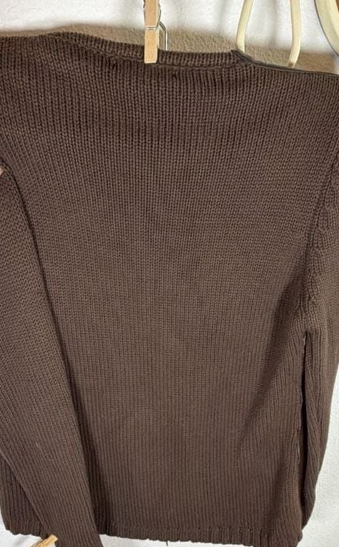 Maurice Sasson Real Leather Knit Sweater SO SASSY AND STYLISH !Jacket Size S Brown Full Zip 9