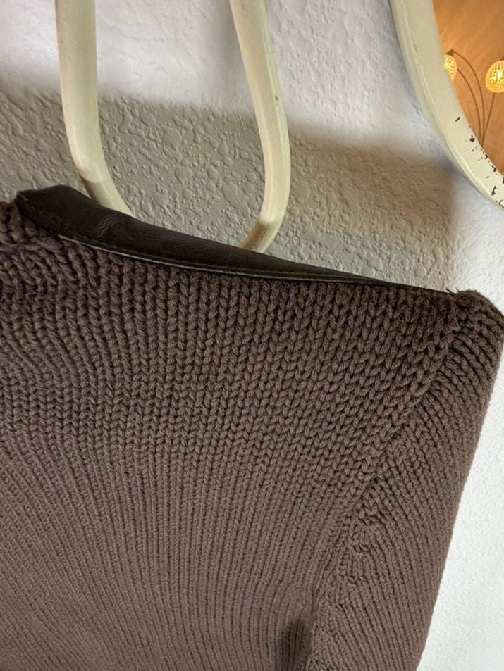 Maurice Sasson Real Leather Knit Sweater SO SASSY AND STYLISH !Jacket Size S Brown Full Zip 10