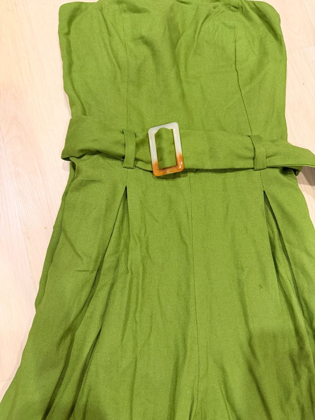 Monteau Los Angeles Jumpsuit Size XS Green Strapless Belted Wide Leg 3