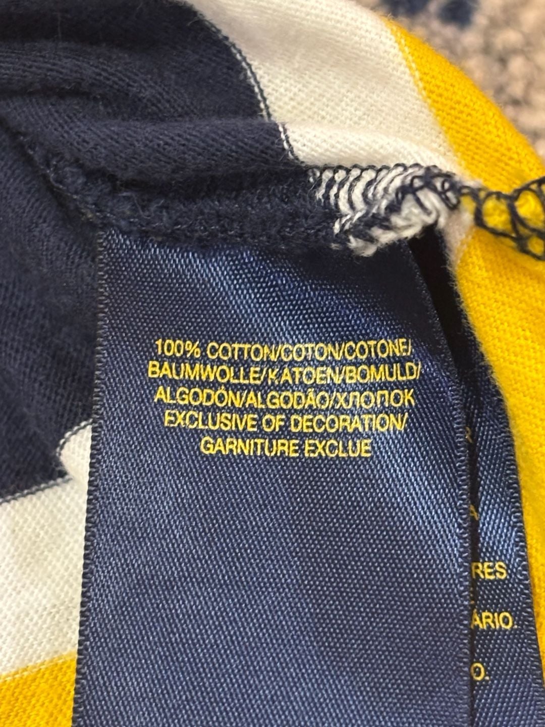 Polo Ralph Lauren Striped Polo Shirt Size 7 Blue White Yellow 8