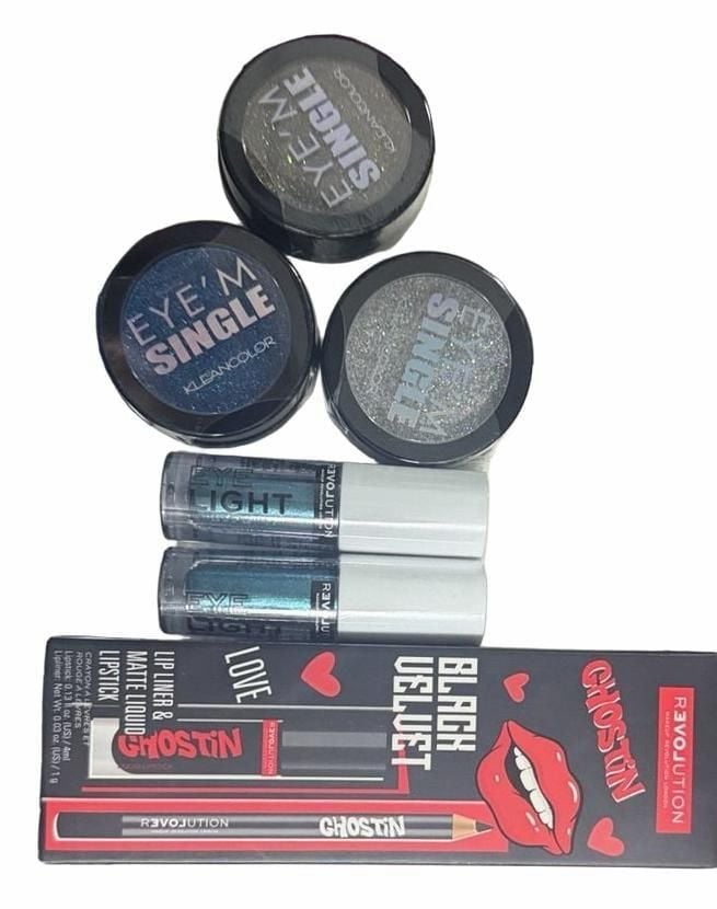 #halloween Makeup Revolution & Kleancolor Makeup Bundle Eyeshadow Liquid Eyeshadow Lip Kit 1