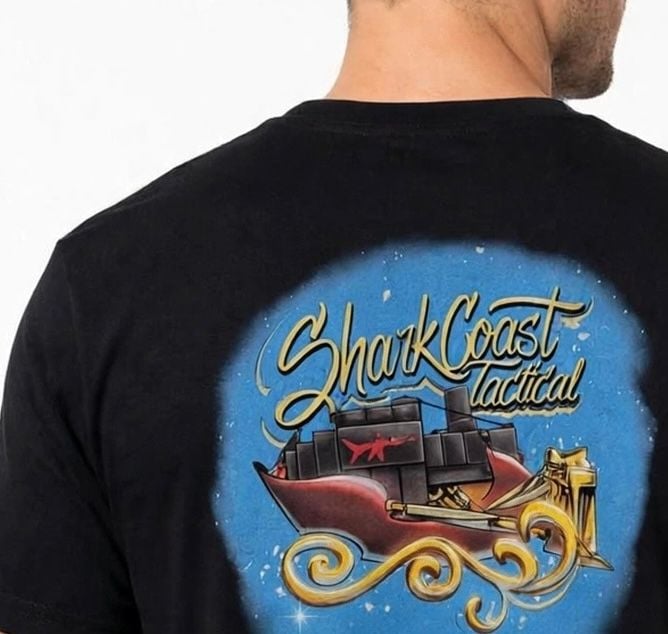 Shark Coast Tactical Graphic T-Shirt Black Graphic Tee 3